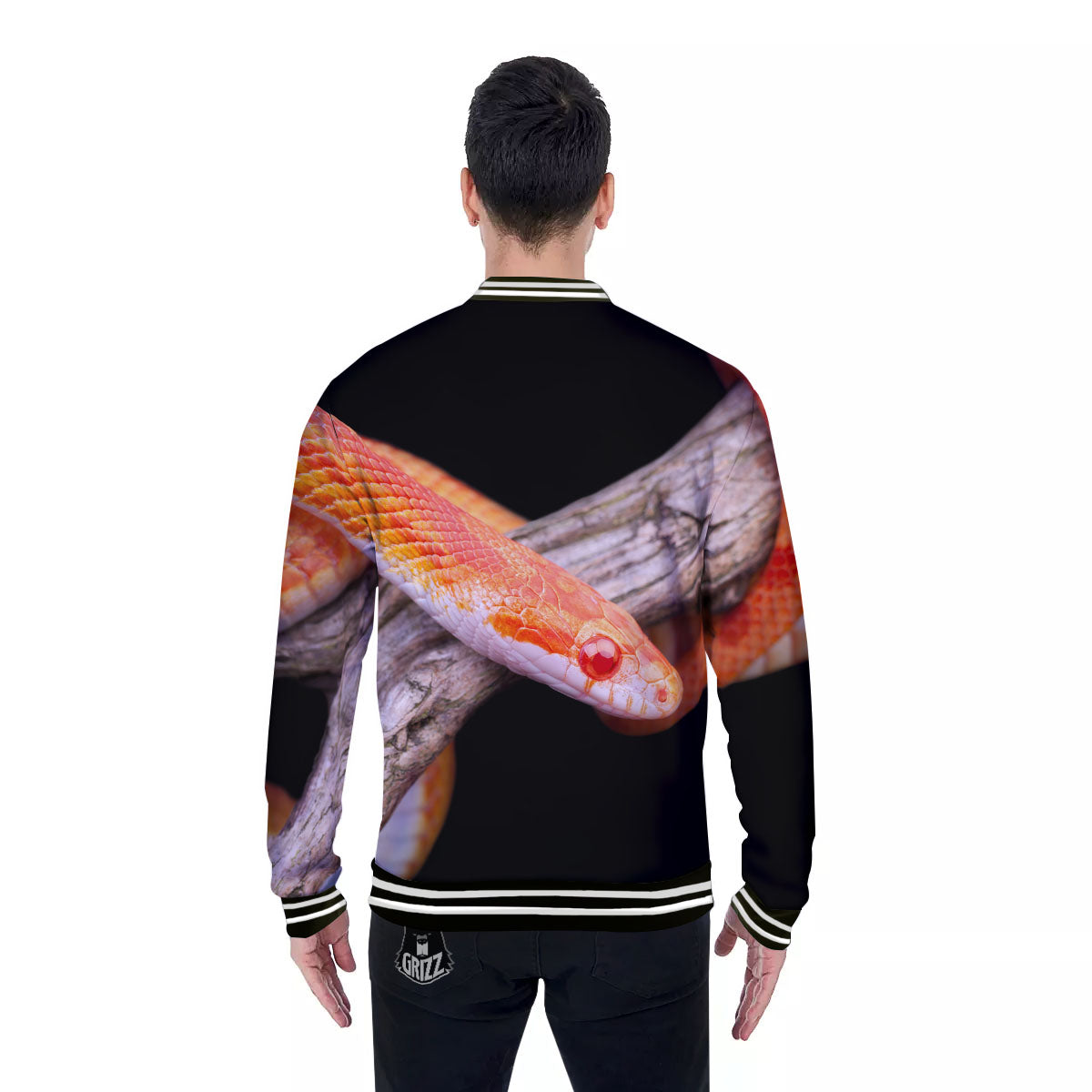 Corn Snake Amel Motley Print Baseball Jacket-grizzshop