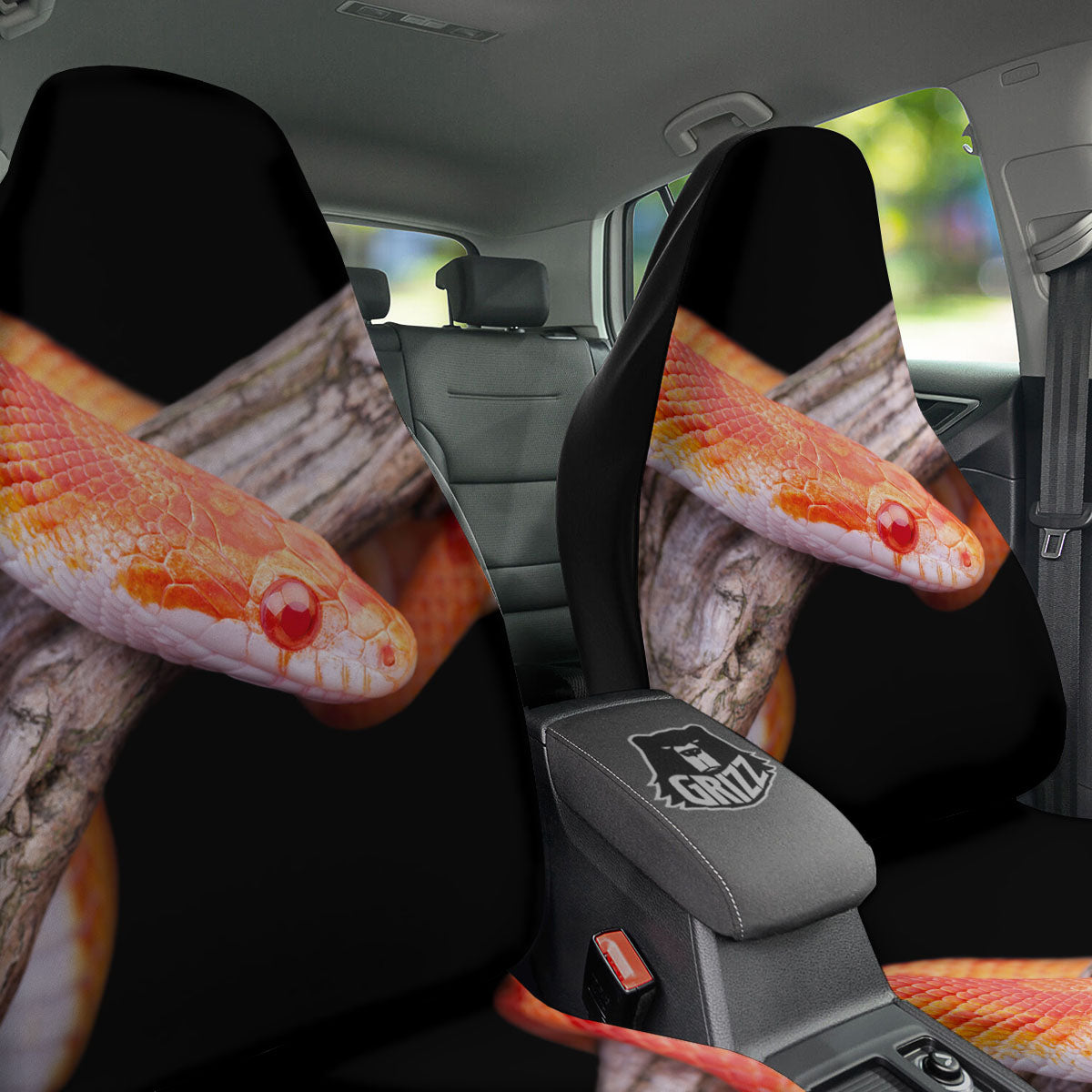 Corn Snake Amel Motley Print Car Seat Covers-grizzshop