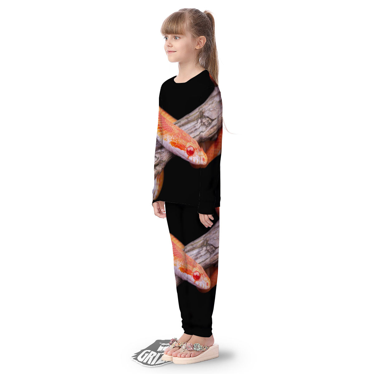 Corn Snake Amel Motley Print Kid's Pajamas-grizzshop