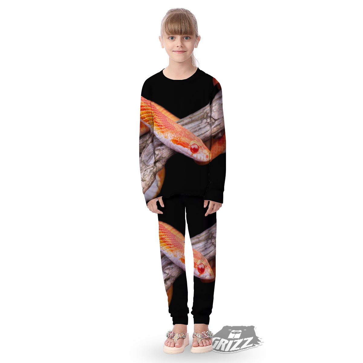 Corn Snake Amel Motley Print Kid's Pajamas-grizzshop