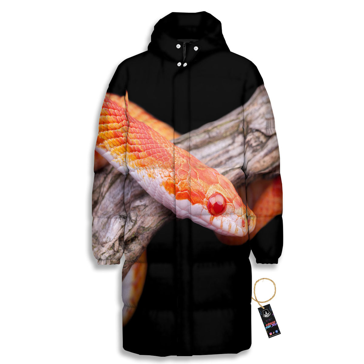 Corn Snake Amel Motley Print Long Down Jacket-grizzshop