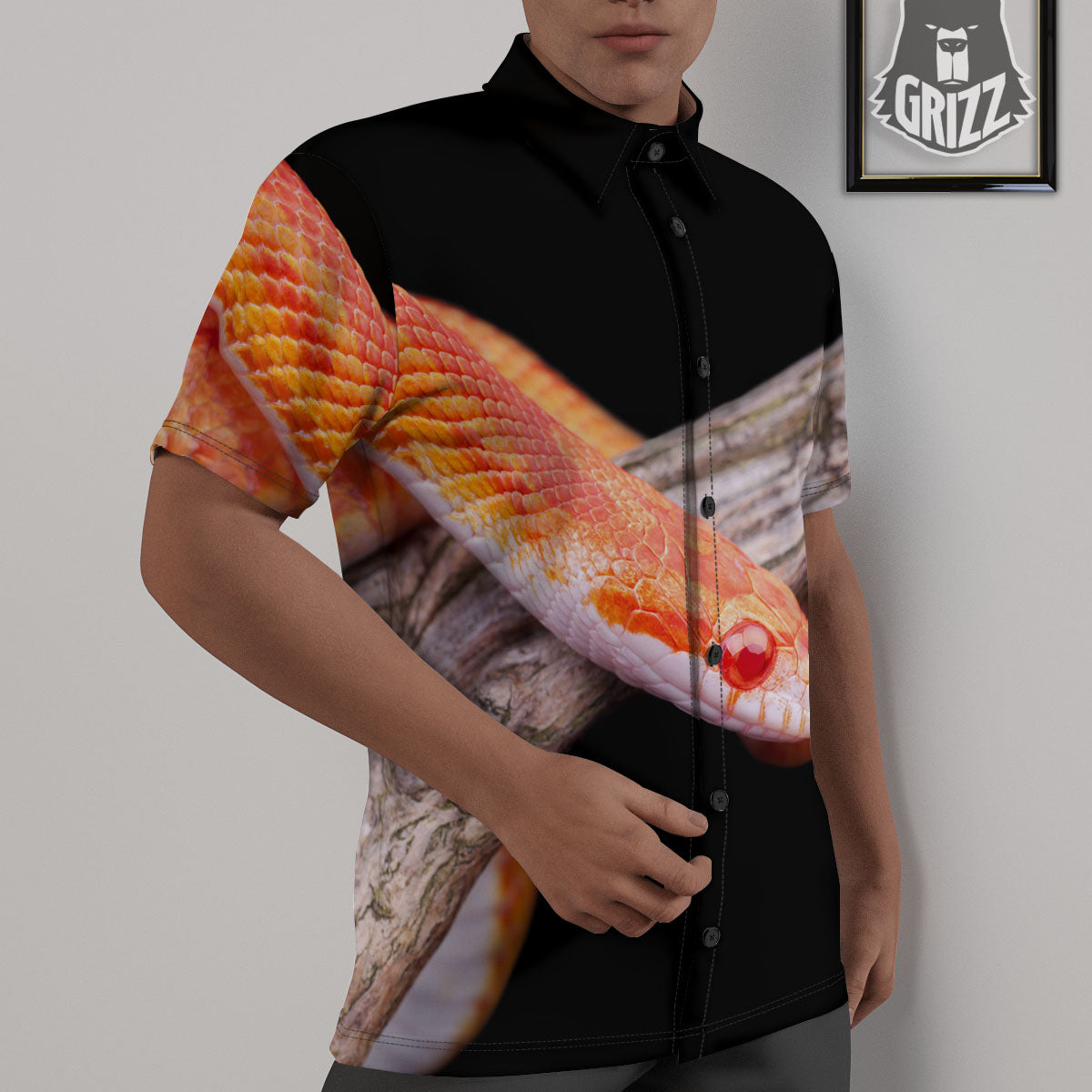Corn Snake Amel Motley Print Untucked Shirts-grizzshop