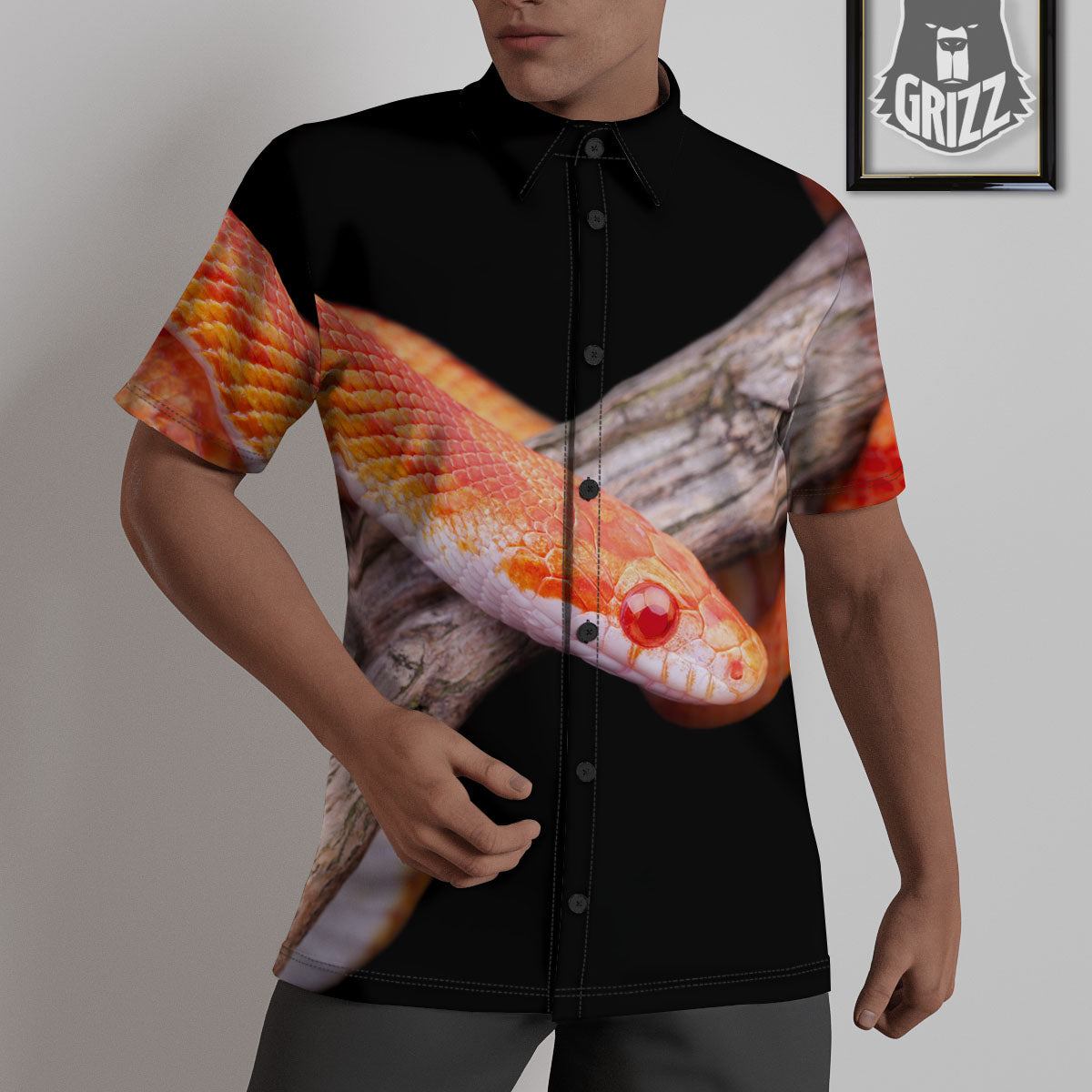 Corn Snake Amel Motley Print Untucked Shirts-grizzshop