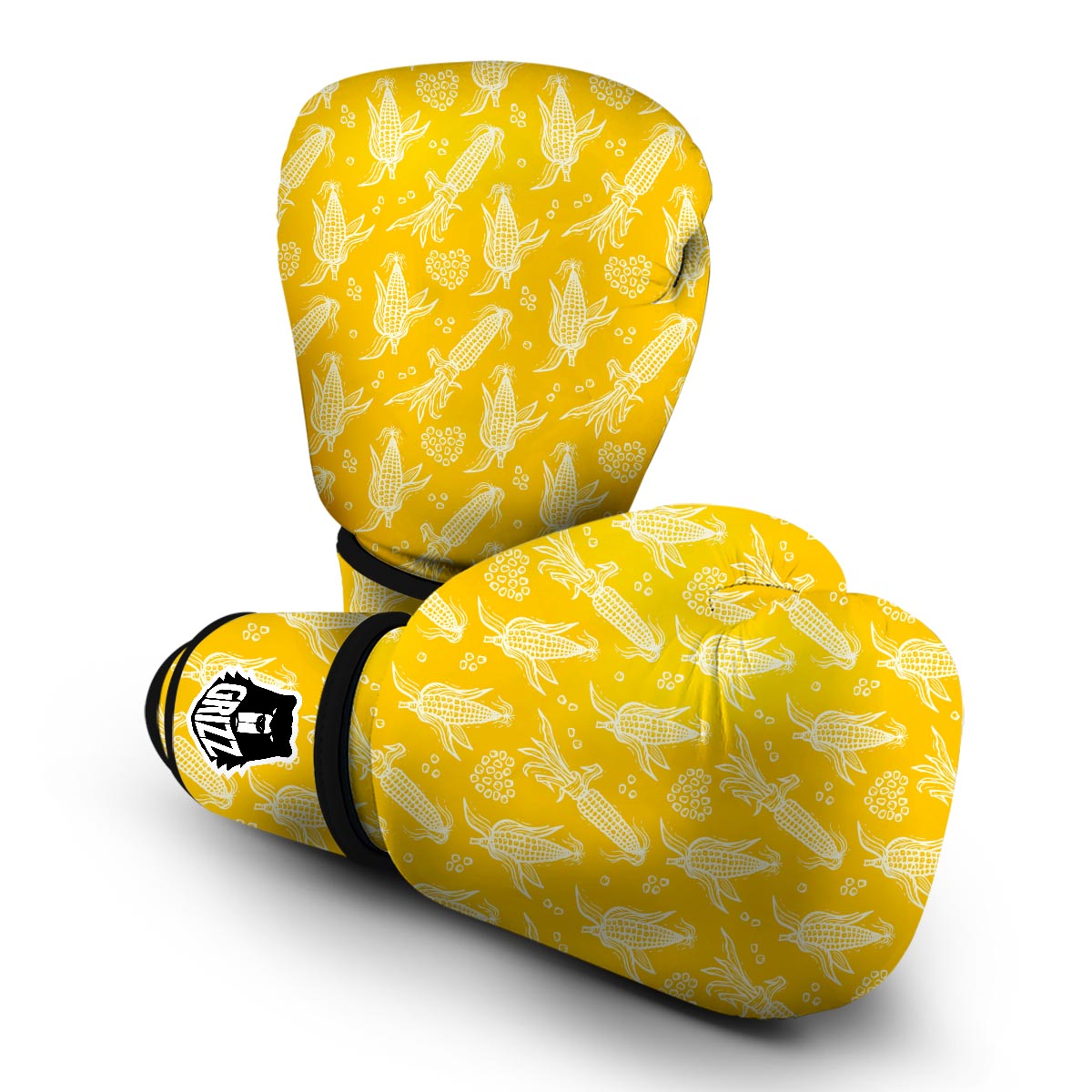 Corn Yellow Pattern Print Boxing Gloves-grizzshop