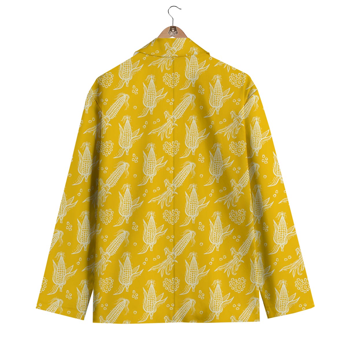 Corn Yellow Pattern Print Men's Blazer-grizzshop