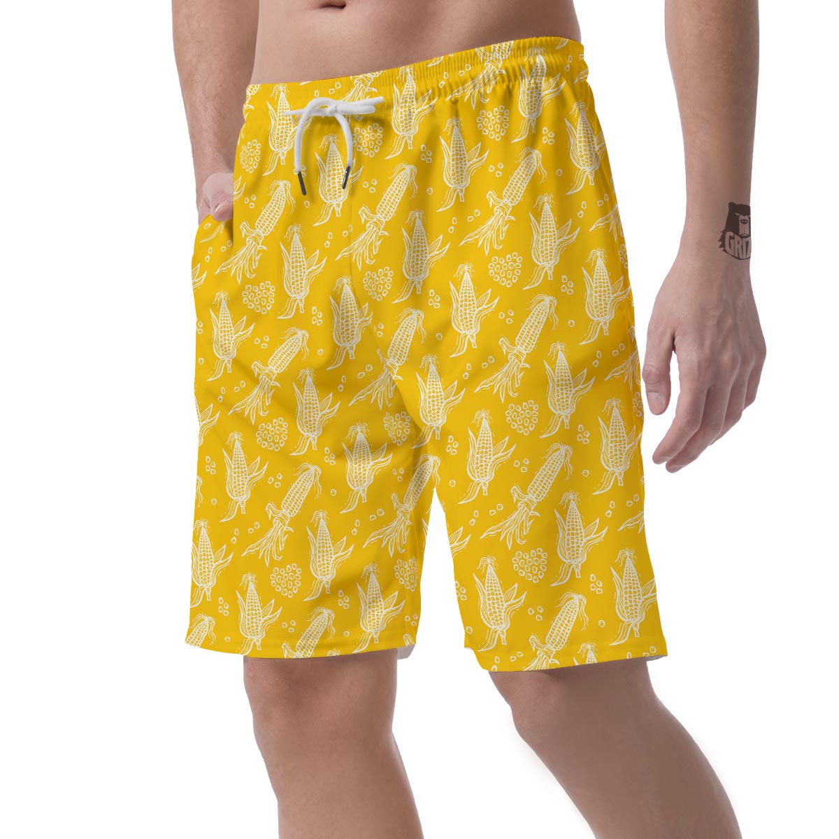 Corn Yellow Pattern Print Men's Shorts-grizzshop