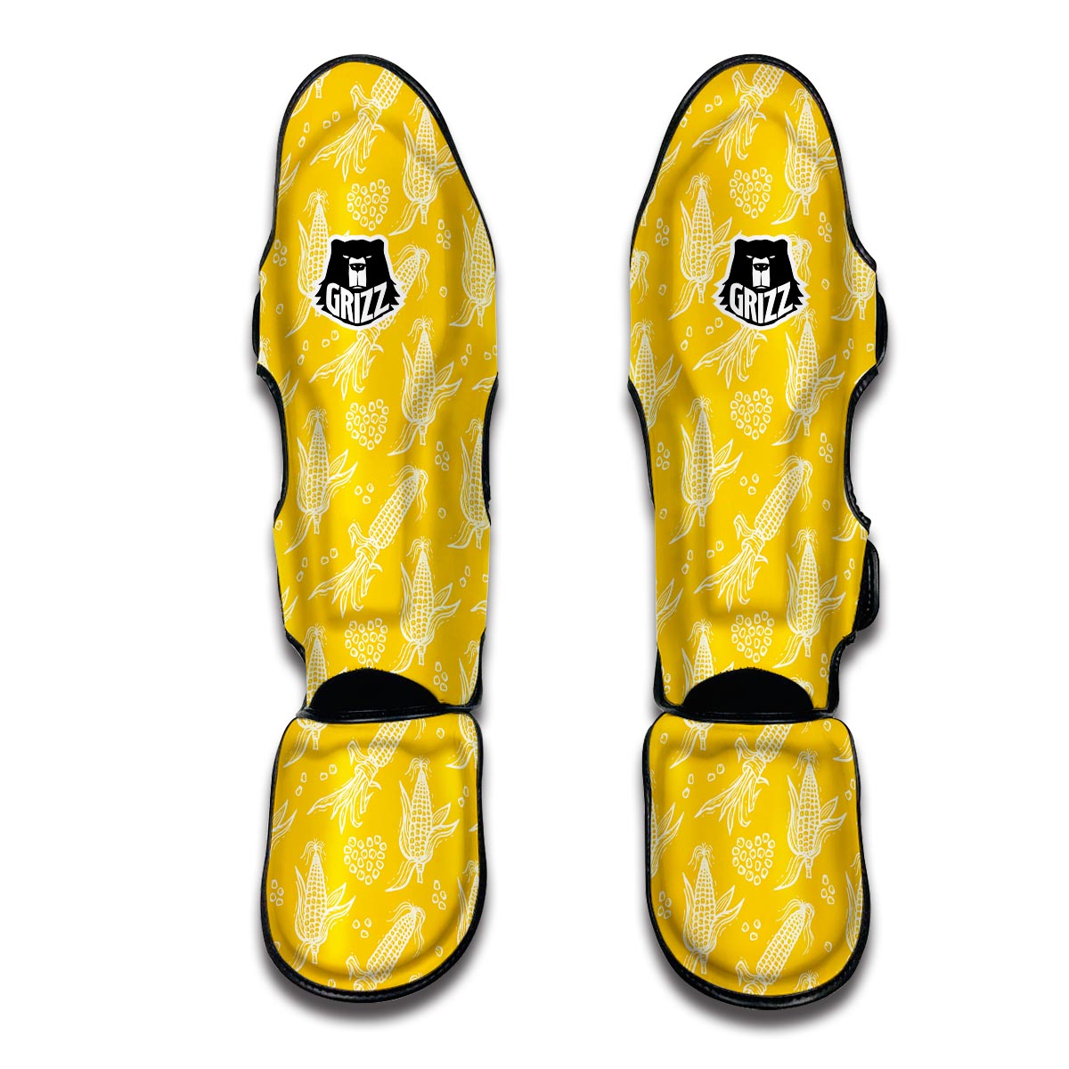 Corn Yellow Pattern Print Muay Thai Shin Guards-grizzshop