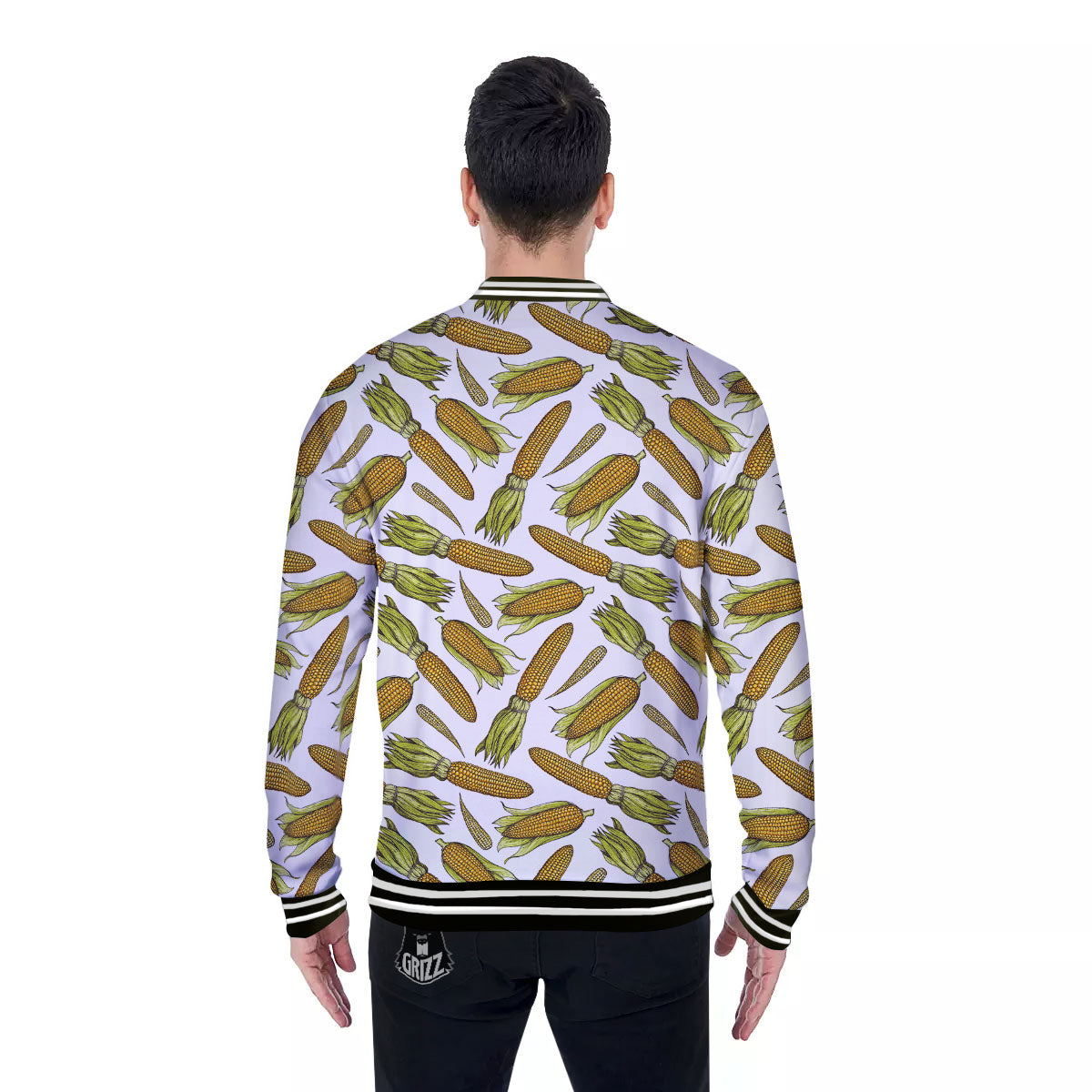 Corncob Hand-Drawn Print Pattern Baseball Jacket-grizzshop