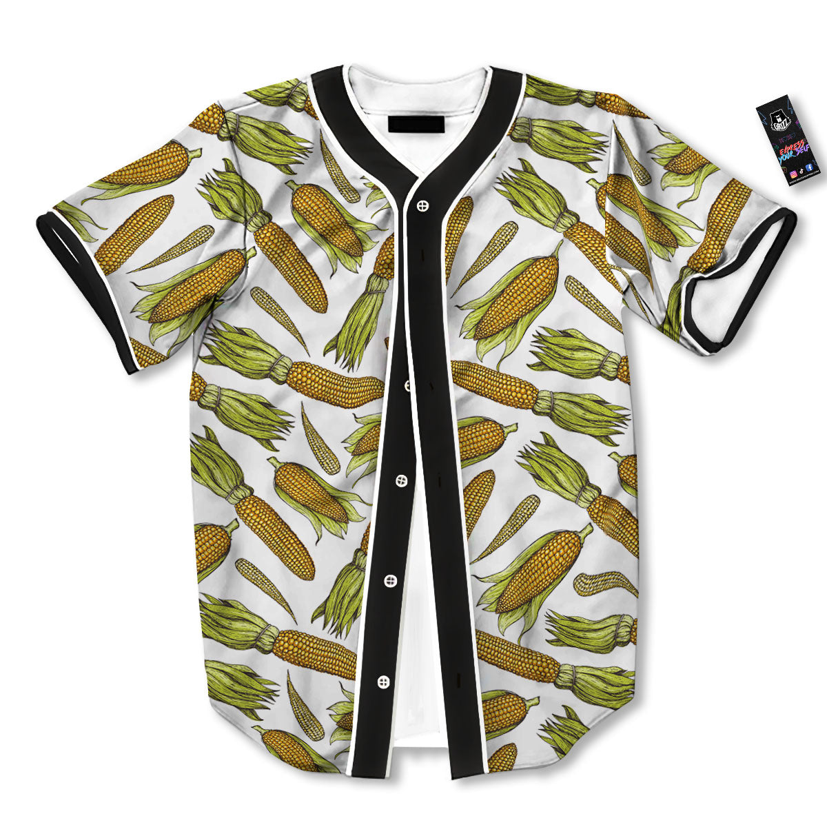 Corncob Hand-Drawn Print Pattern Baseball Jersey-grizzshop
