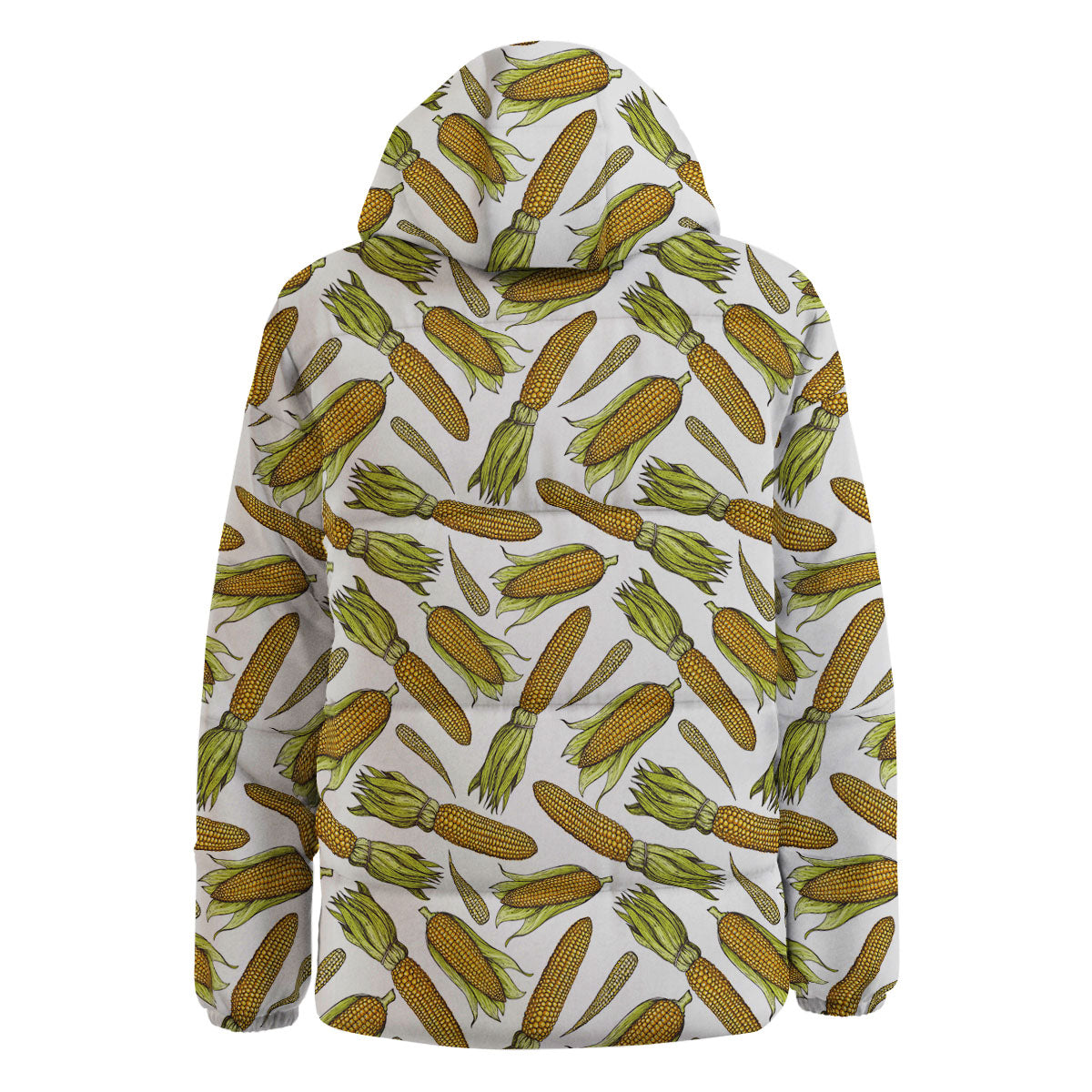Corncob Hand-Drawn Print Pattern Down Jacket-grizzshop