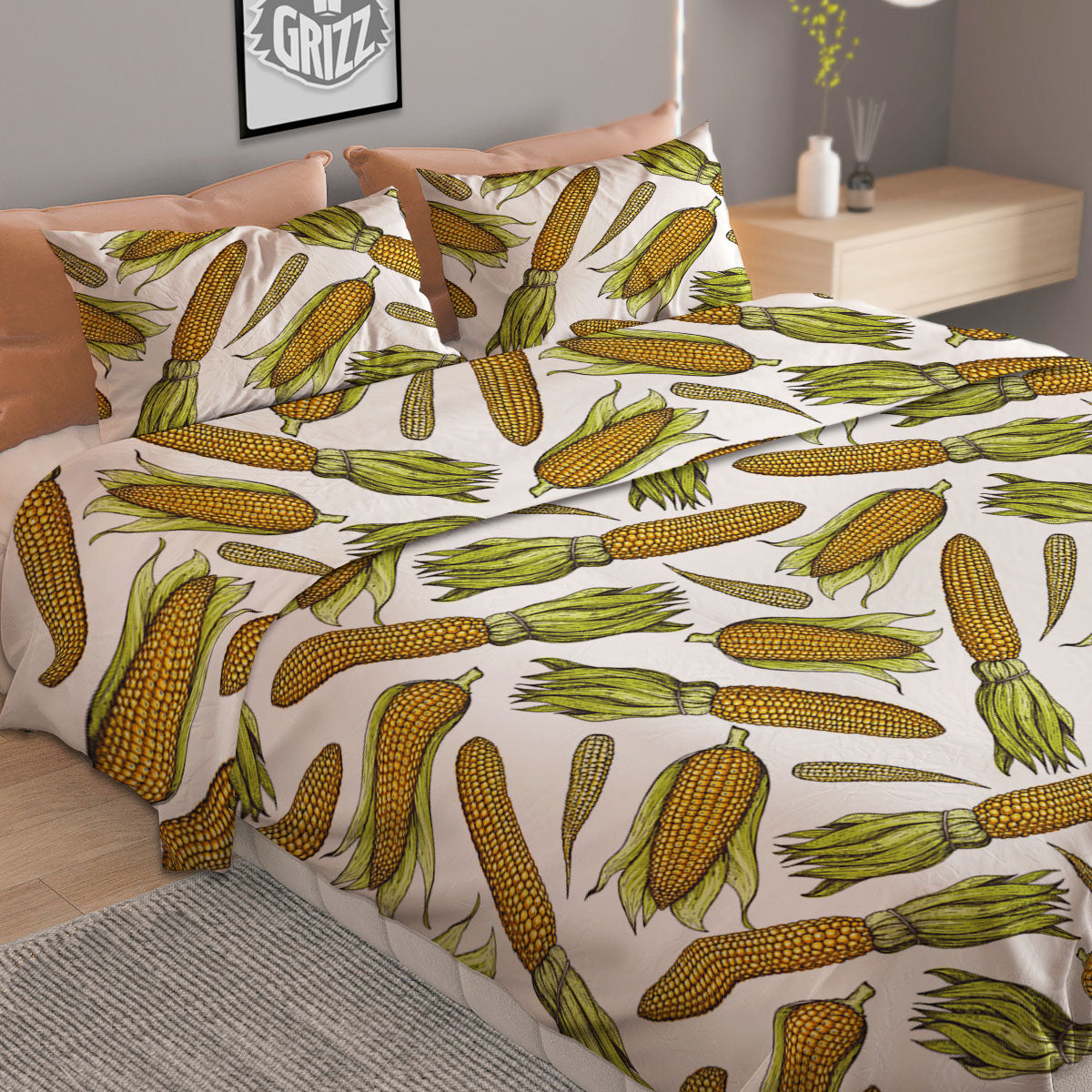 Corncob Hand-Drawn Print Pattern Duvet Cover Bedding Set-grizzshop