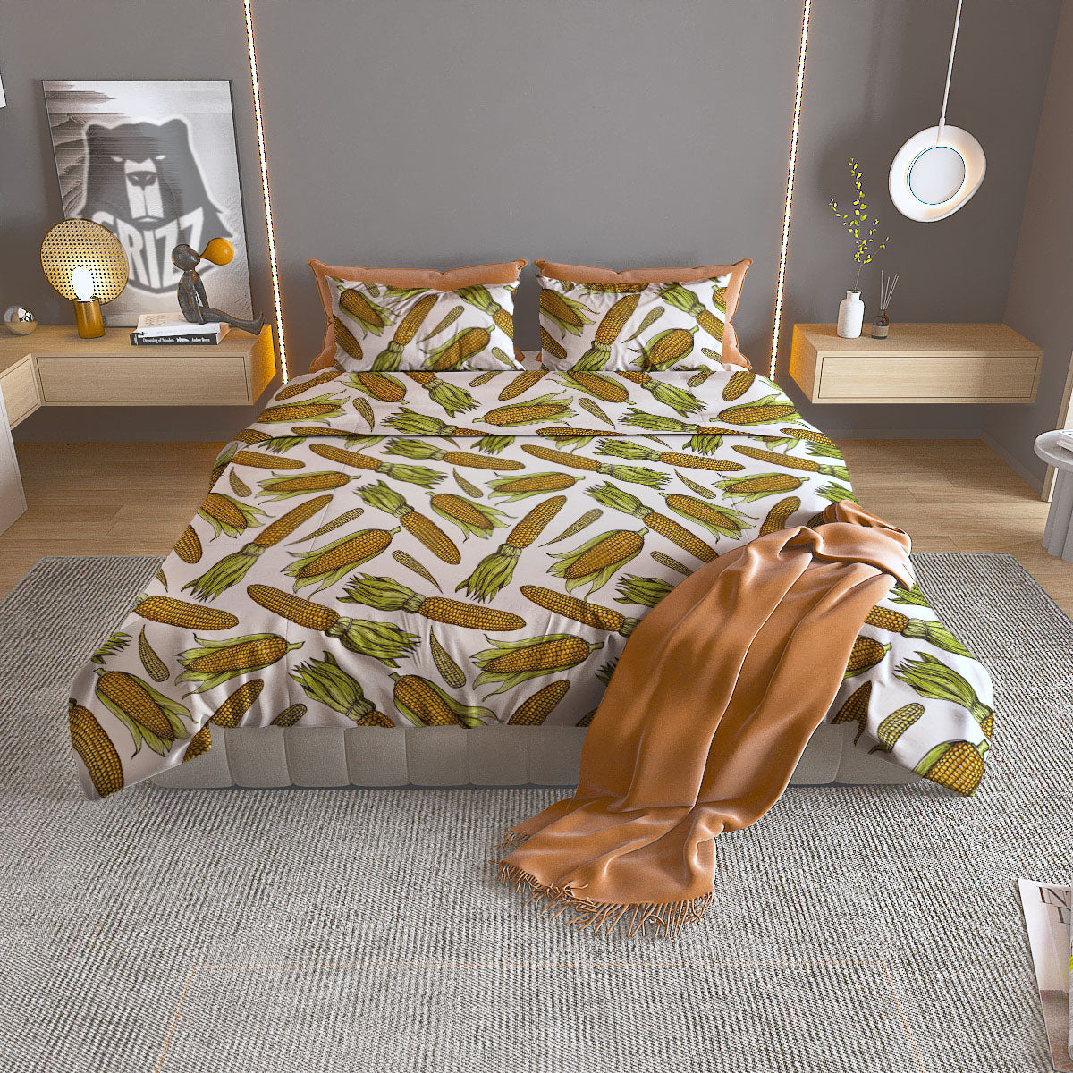 Corncob Hand-Drawn Print Pattern Duvet Cover Bedding Set-grizzshop
