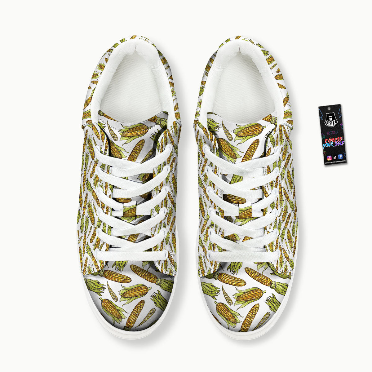Corncob Hand-Drawn Print Pattern Platform Shoes-grizzshop