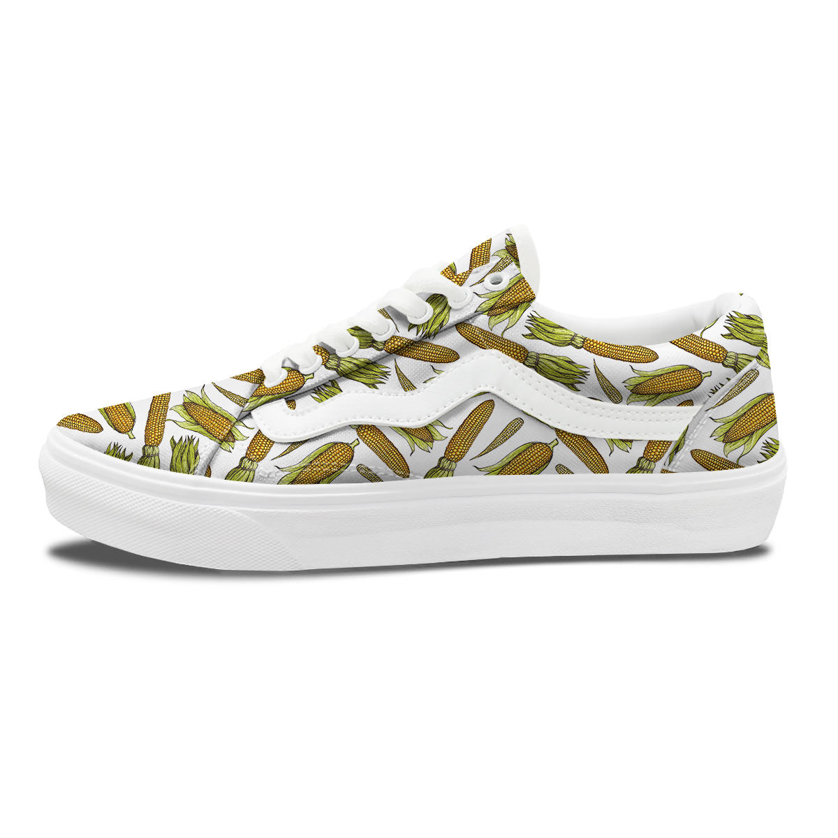Corncob Hand-Drawn Print Pattern Skate Shoes-grizzshop