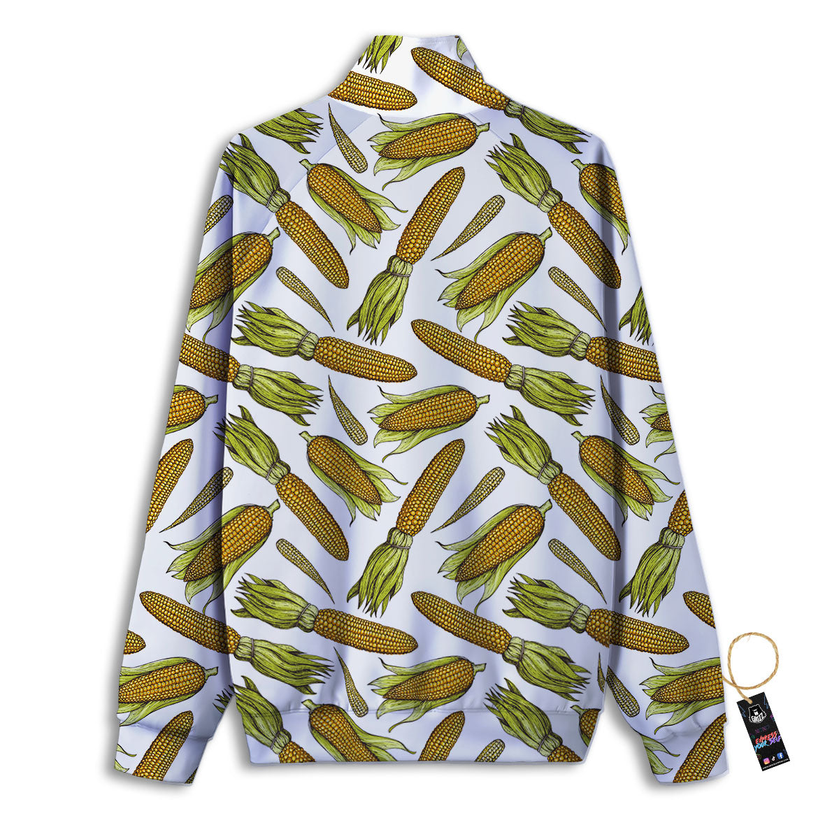 Corncob Hand-Drawn Print Pattern Track Jacket-grizzshop