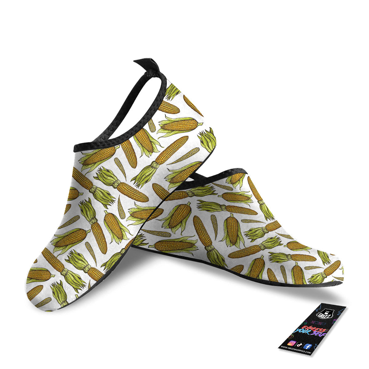 Corncob Hand-Drawn Print Pattern Water Shoes-grizzshop