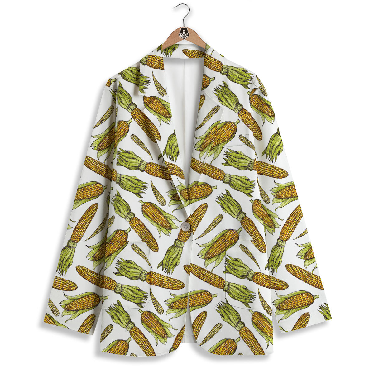 Corncob Hand-Drawn Print Pattern Women's Blazer-grizzshop