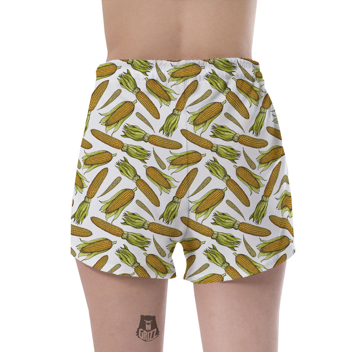 Corncob Hand-Drawn Print Pattern Women's Shorts-grizzshop