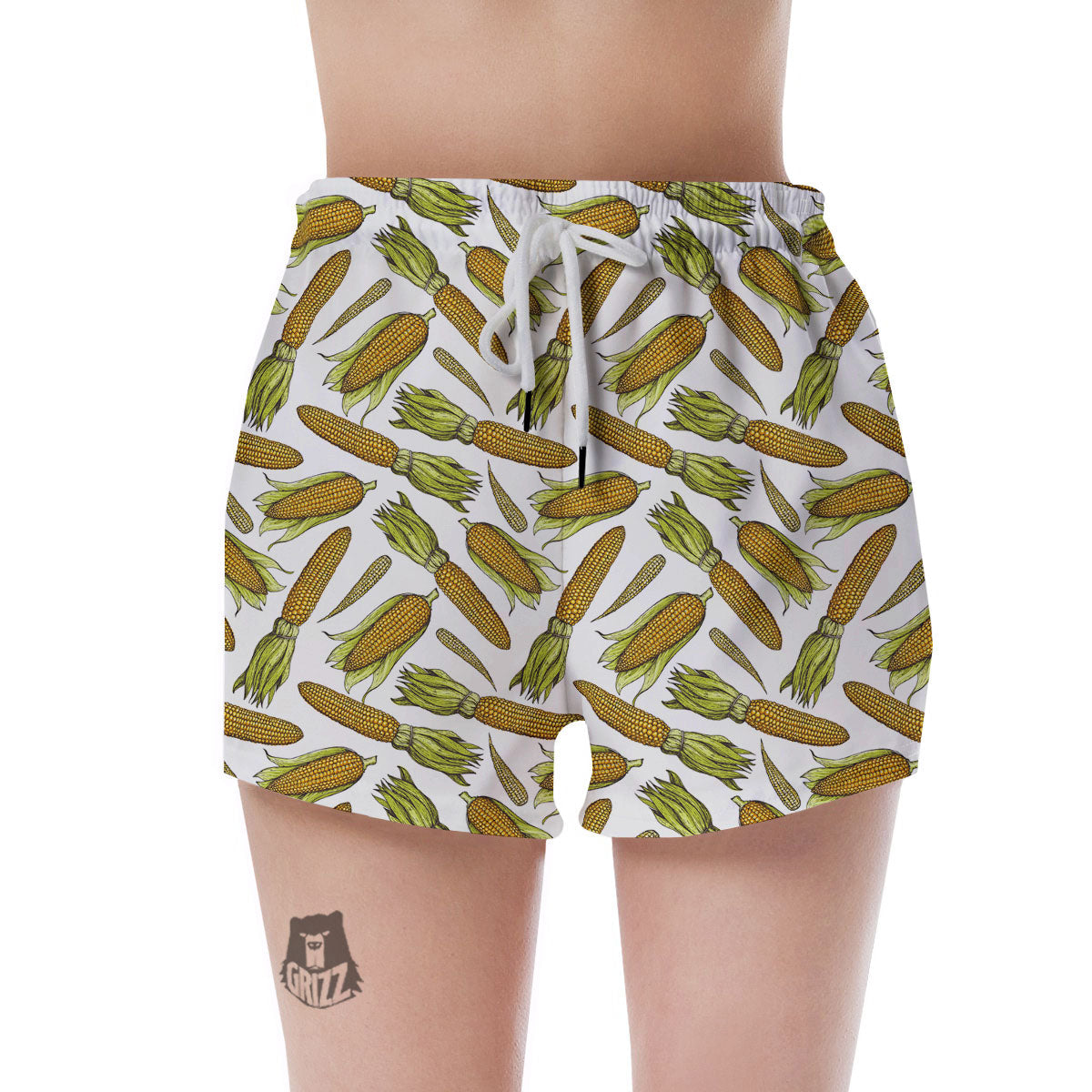 Corncob Hand-Drawn Print Pattern Women's Shorts-grizzshop