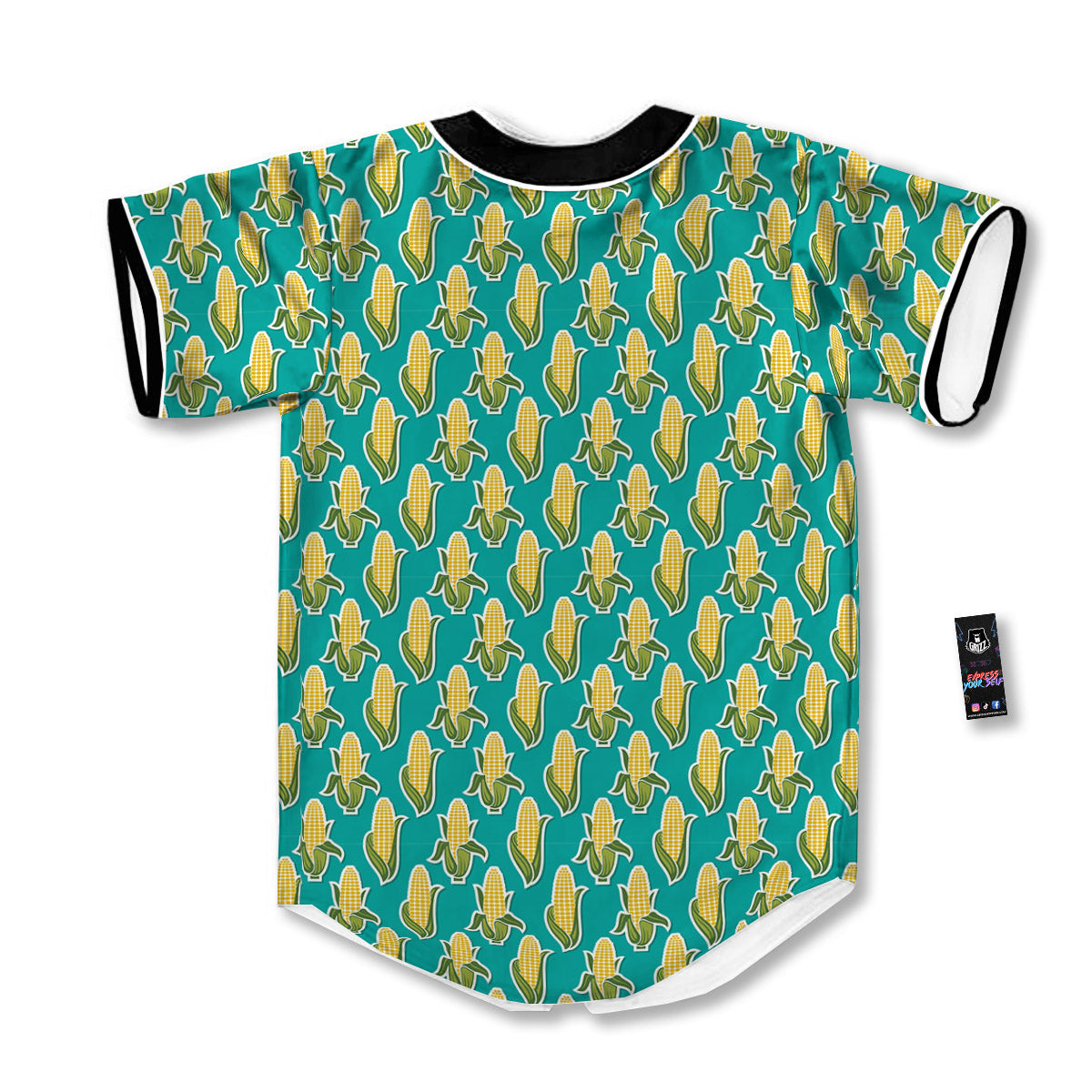 Corncob Print Pattern Baseball Jersey-grizzshop