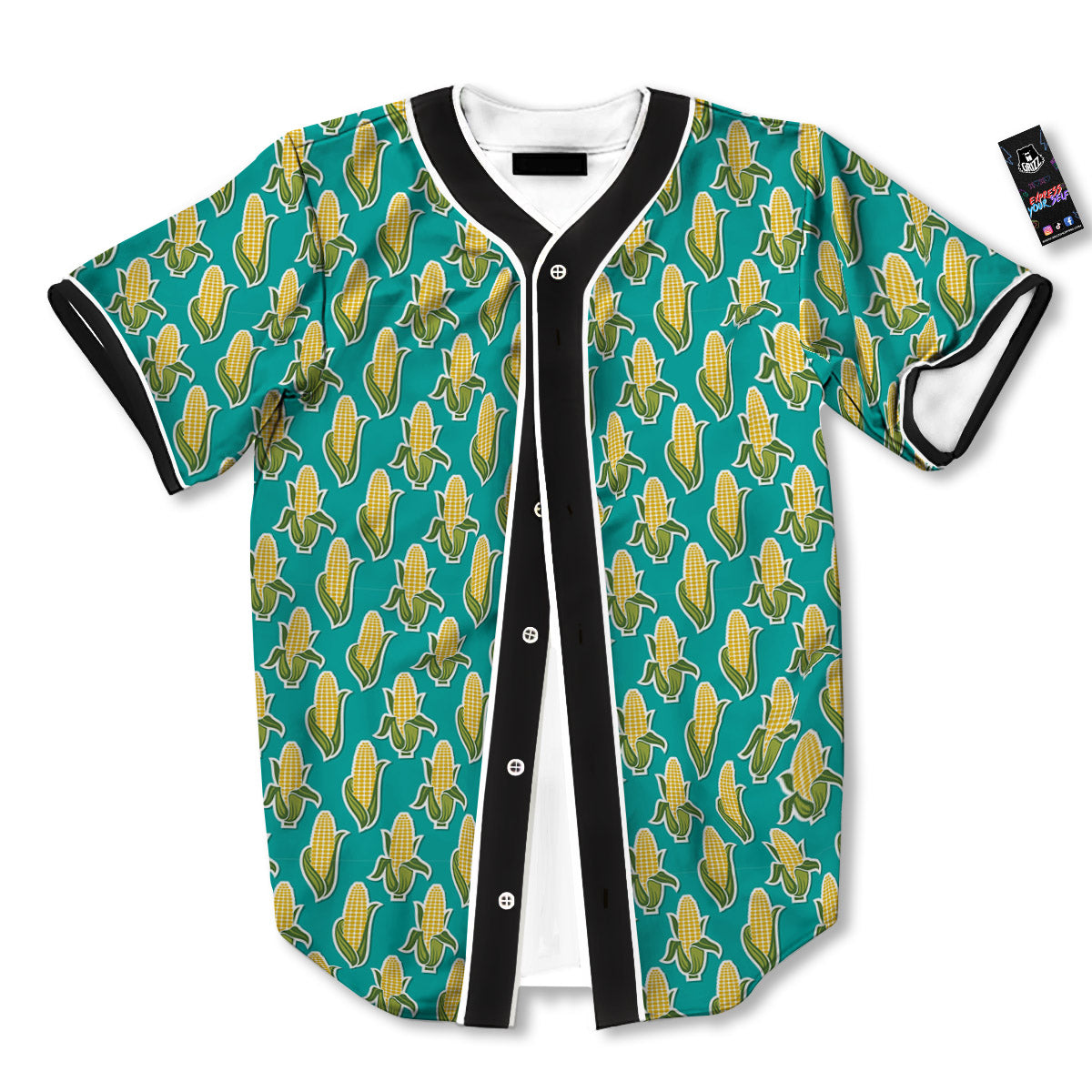 Corncob Print Pattern Baseball Jersey-grizzshop