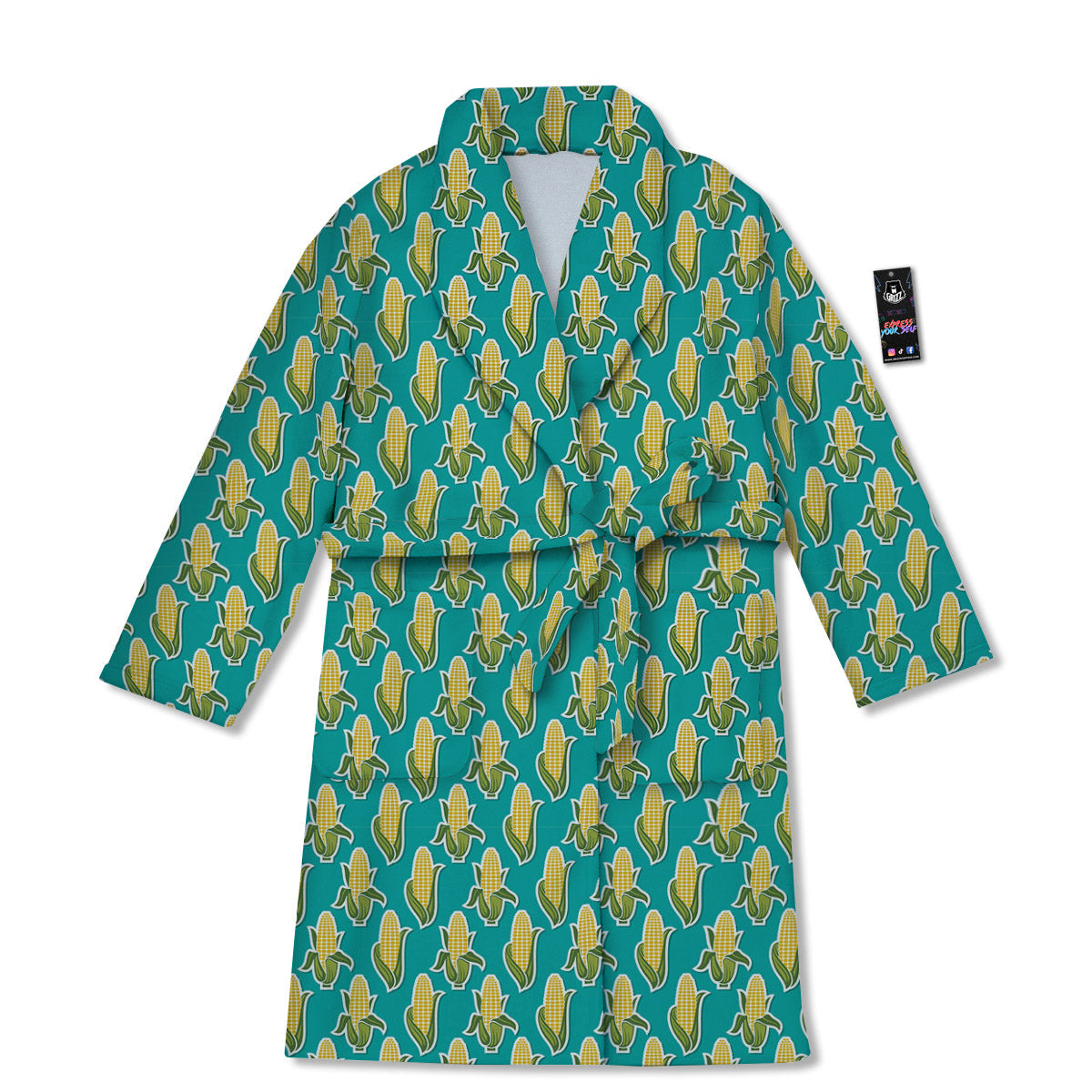 Corncob Print Pattern Bathrobe-grizzshop