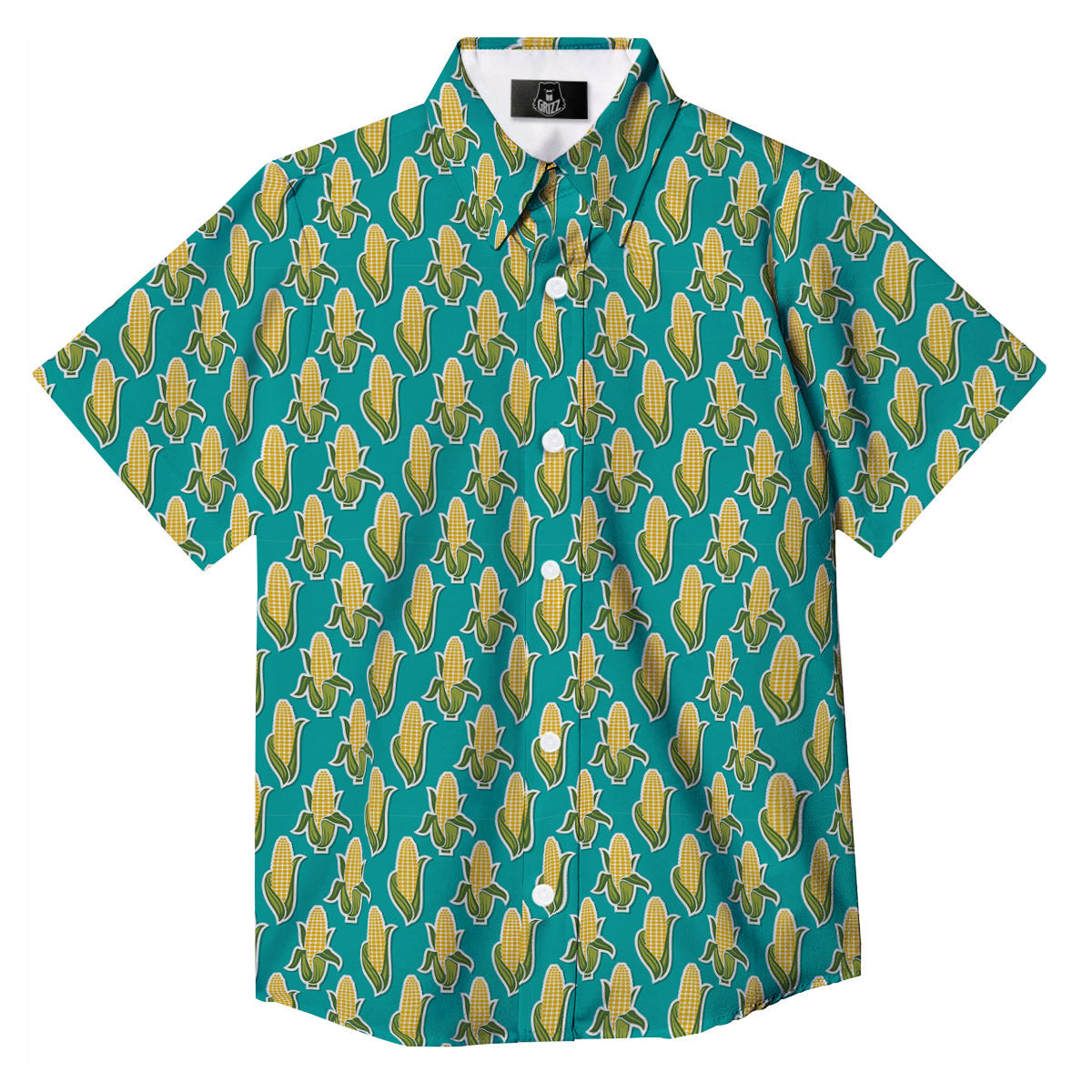 Corncob Print Pattern Button Up Shirt-grizzshop