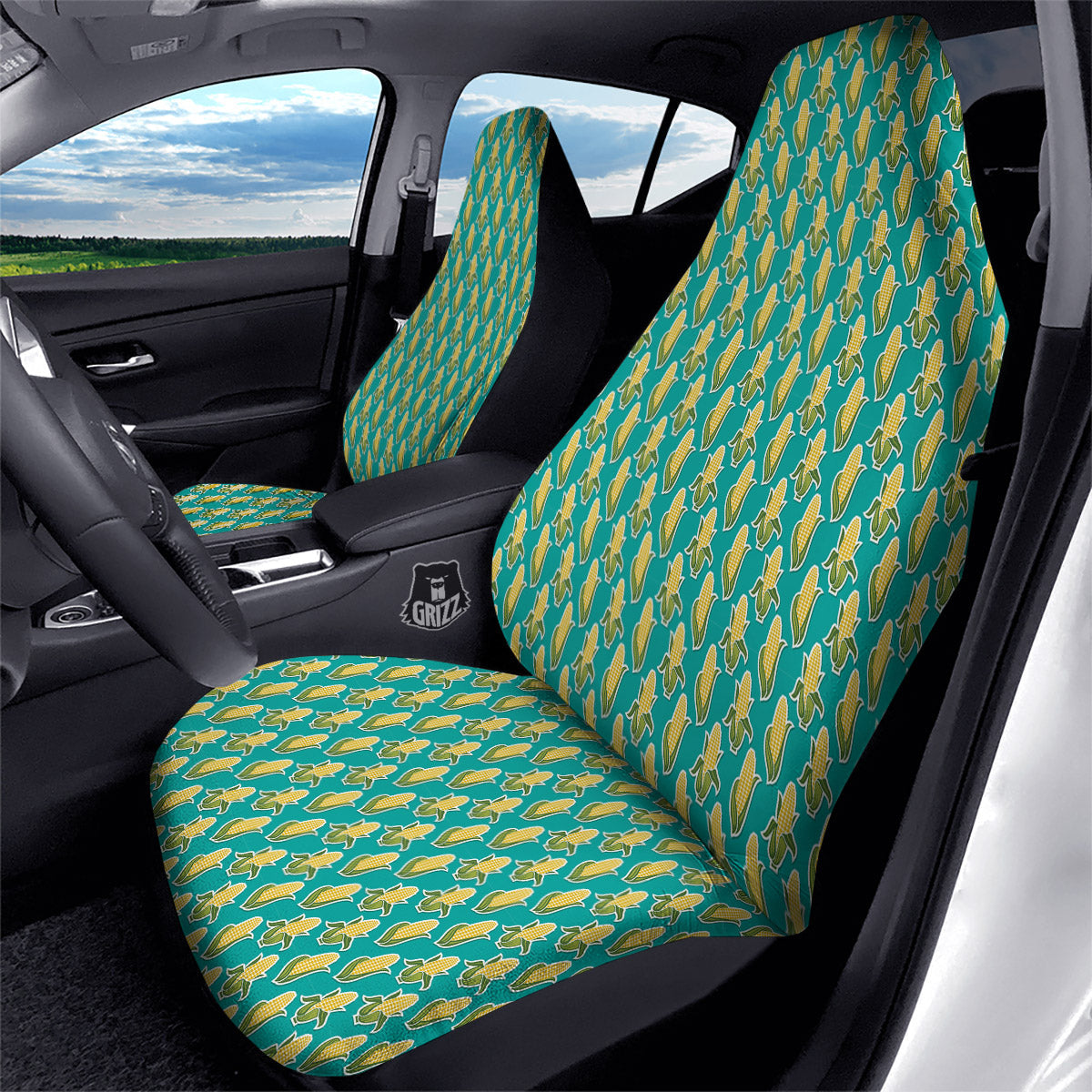 Corncob Print Pattern Car Seat Covers-grizzshop