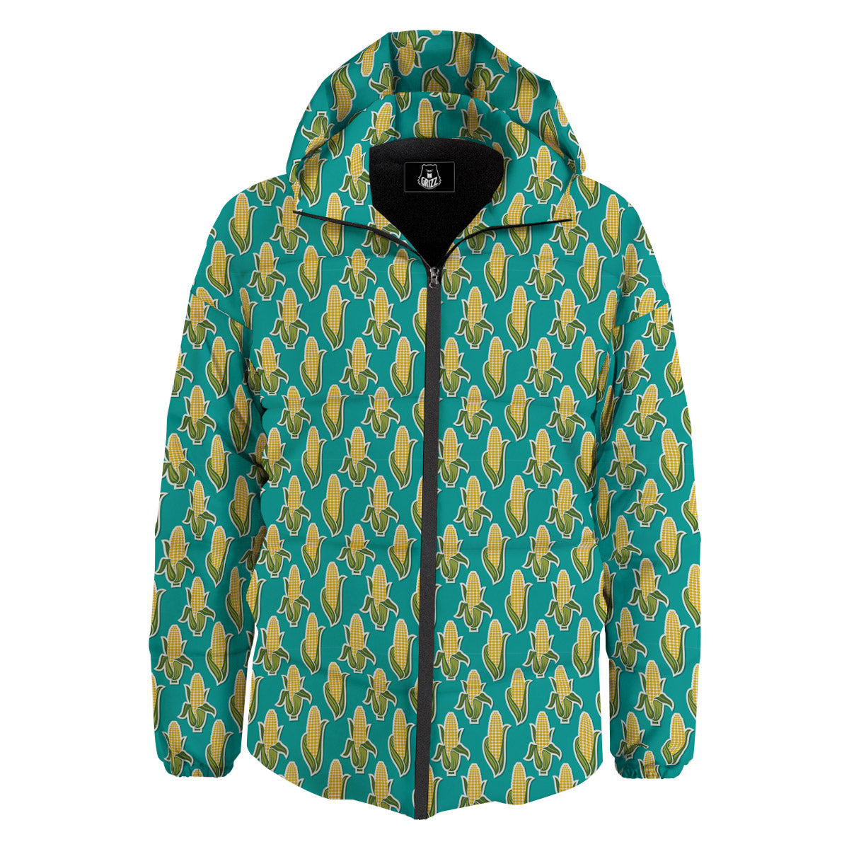 Corncob Print Pattern Down Jacket-grizzshop