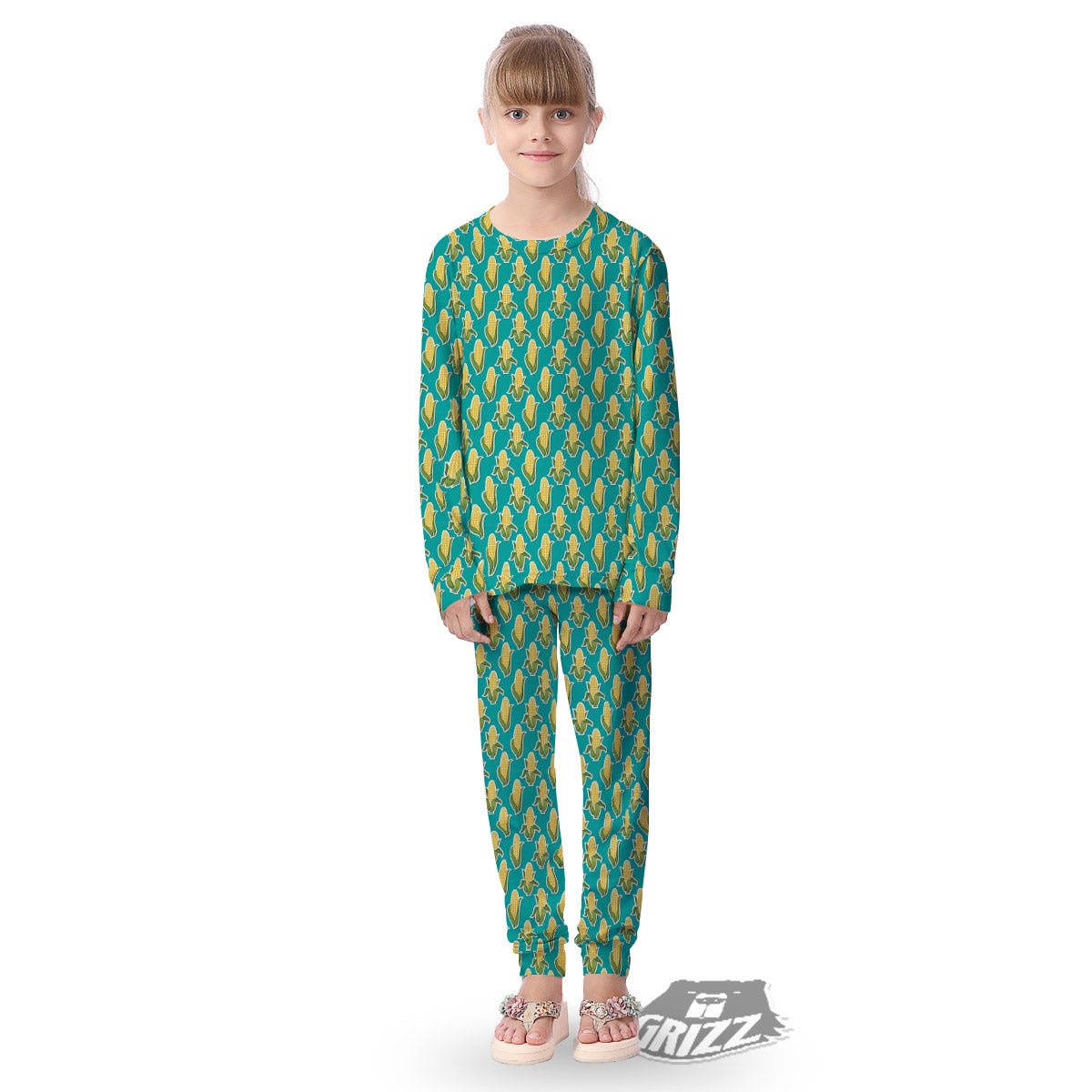 Corncob Print Pattern Kid's Pajamas-grizzshop