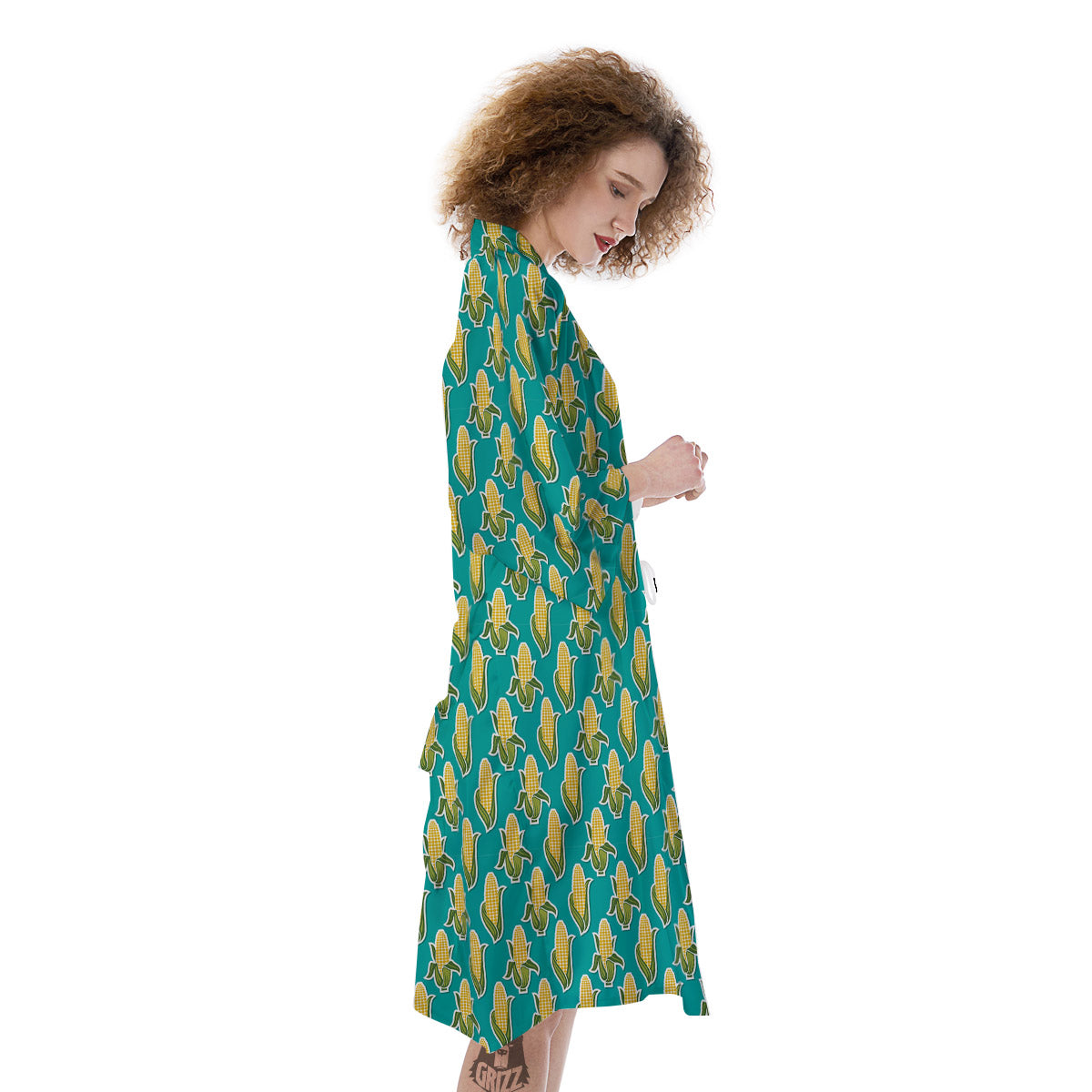 Corncob Print Pattern Kimono-grizzshop