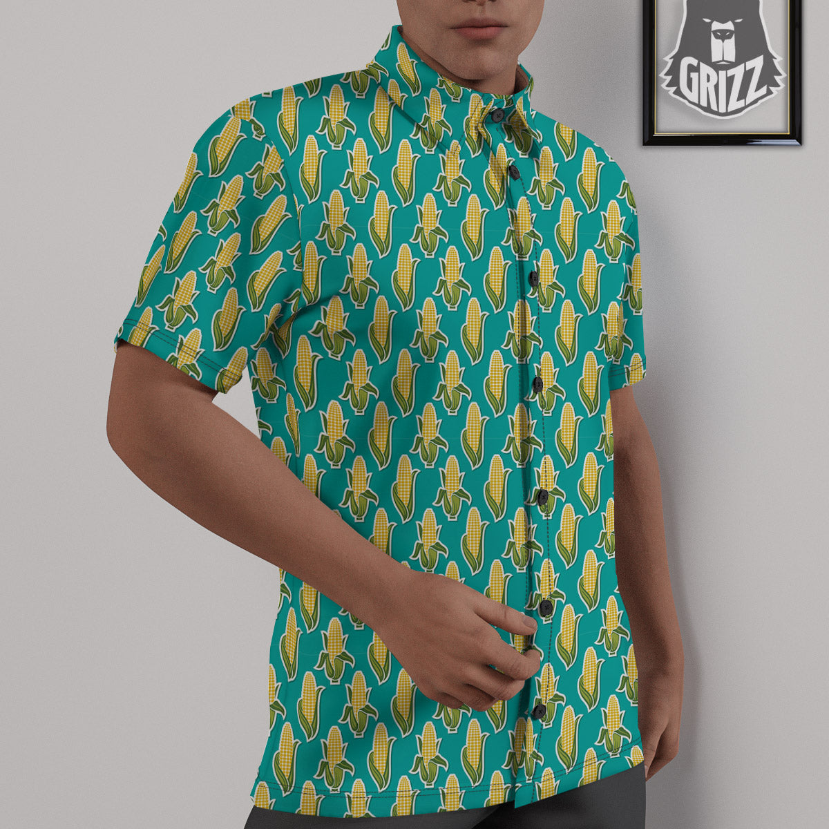 Corncob Print Pattern Untucked Shirts-grizzshop