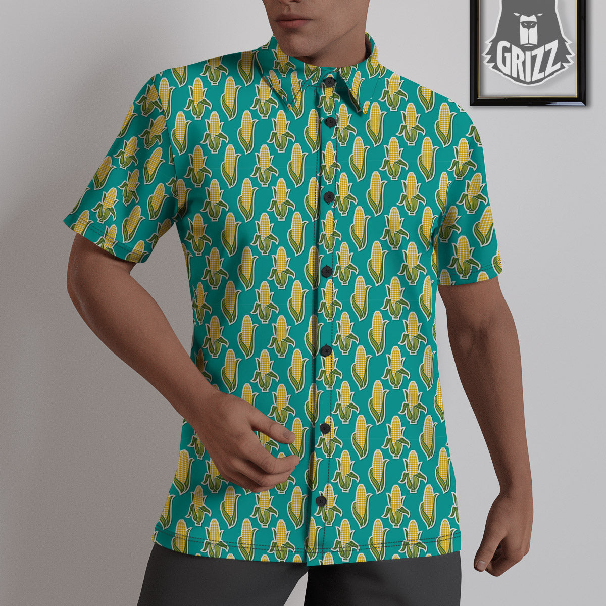 Corncob Print Pattern Untucked Shirts-grizzshop