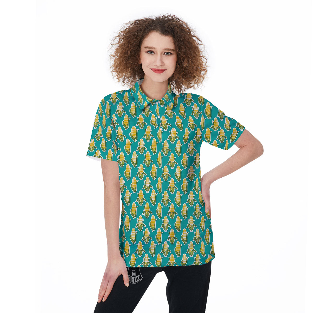 Corncob Print Pattern Women's Golf Shirts-grizzshop