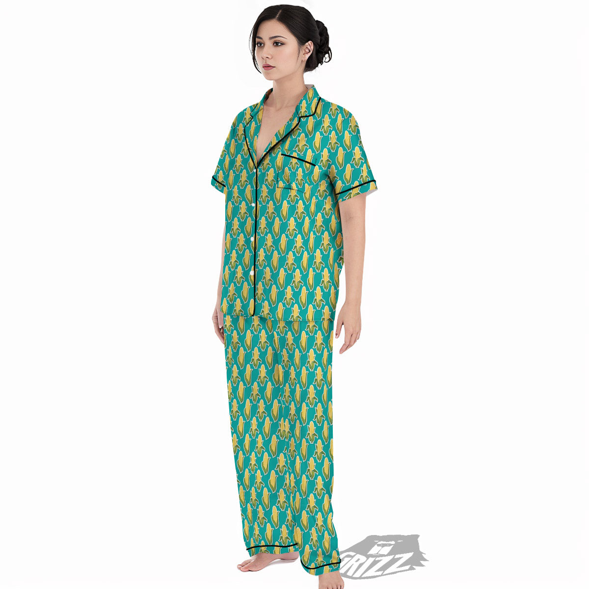 Corncob Print Pattern Women's Pajamas Set-grizzshop