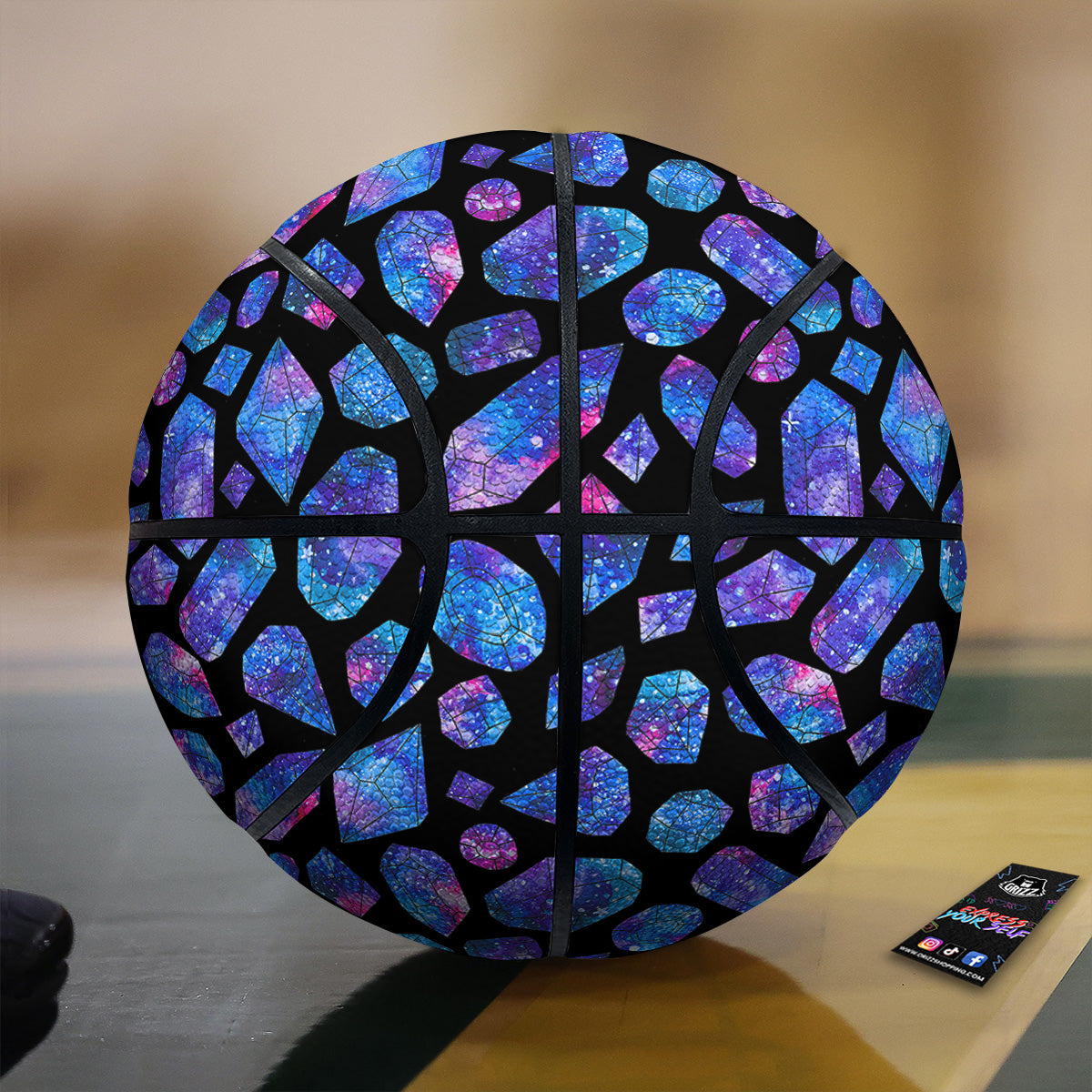 Cosmic Galaxy Space Blue Crystal Print Basketball