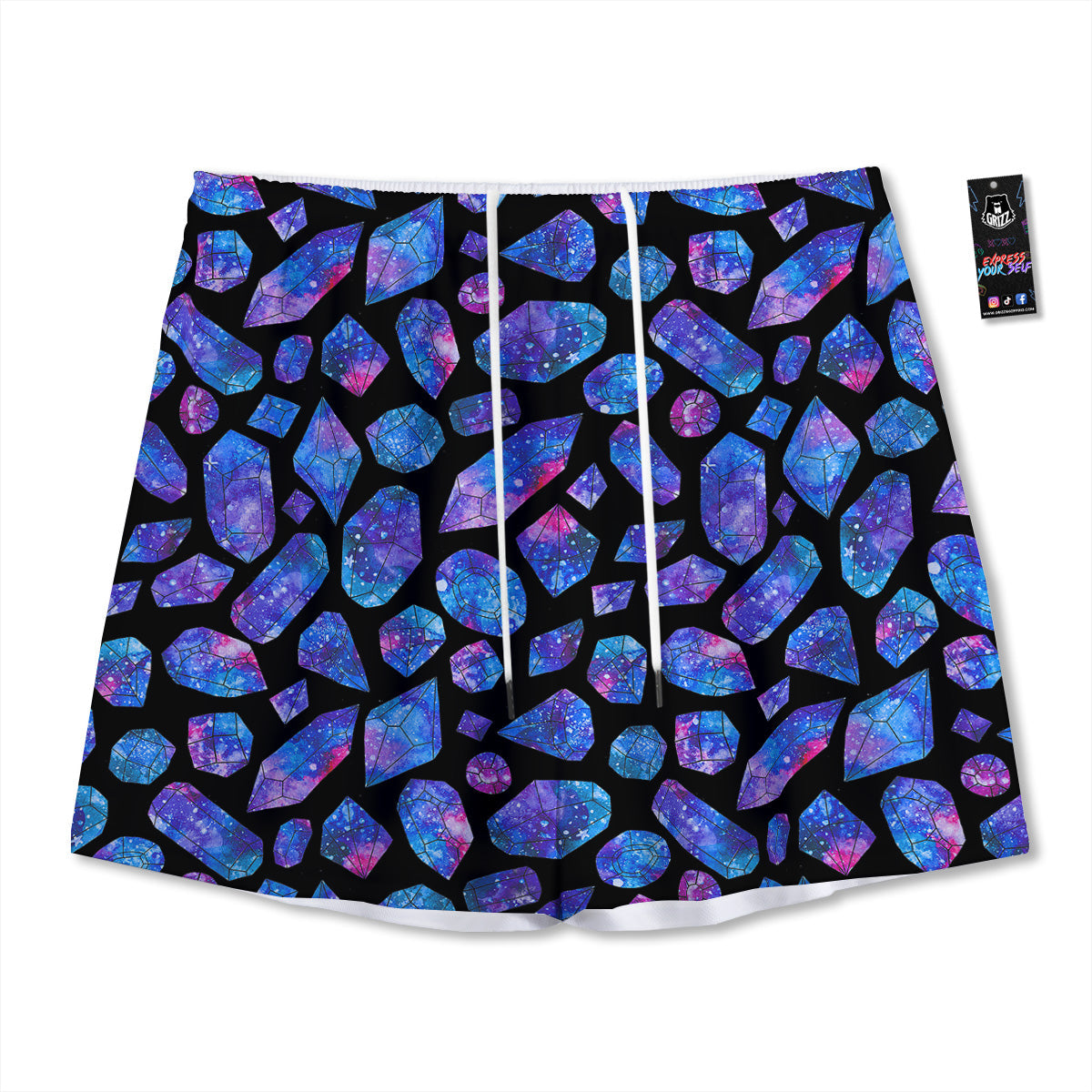 Dot Mandala Green White Print Mesh Shorts