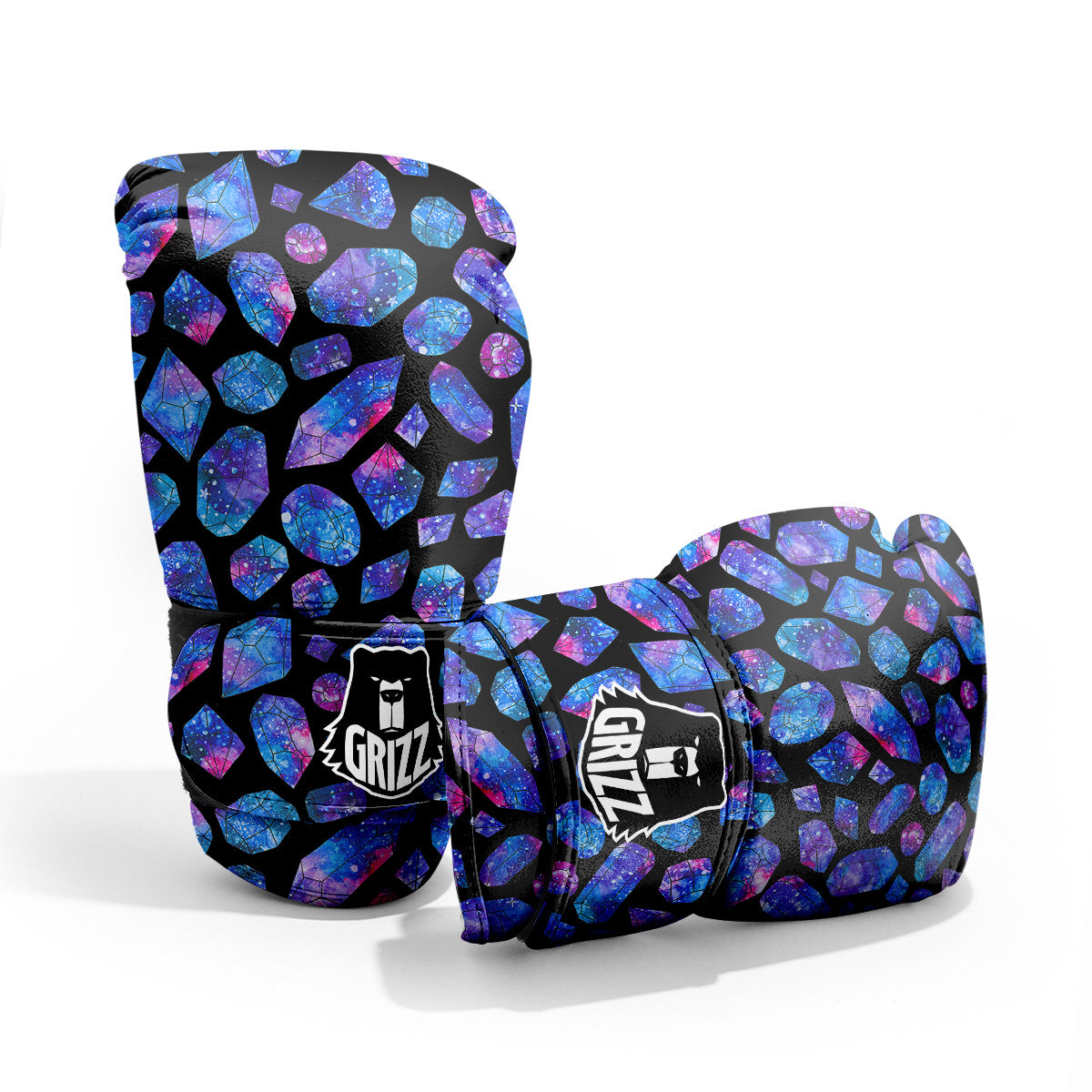 Cosmic Galaxy Space Blue Crystal Print Pro Boxing Glove
