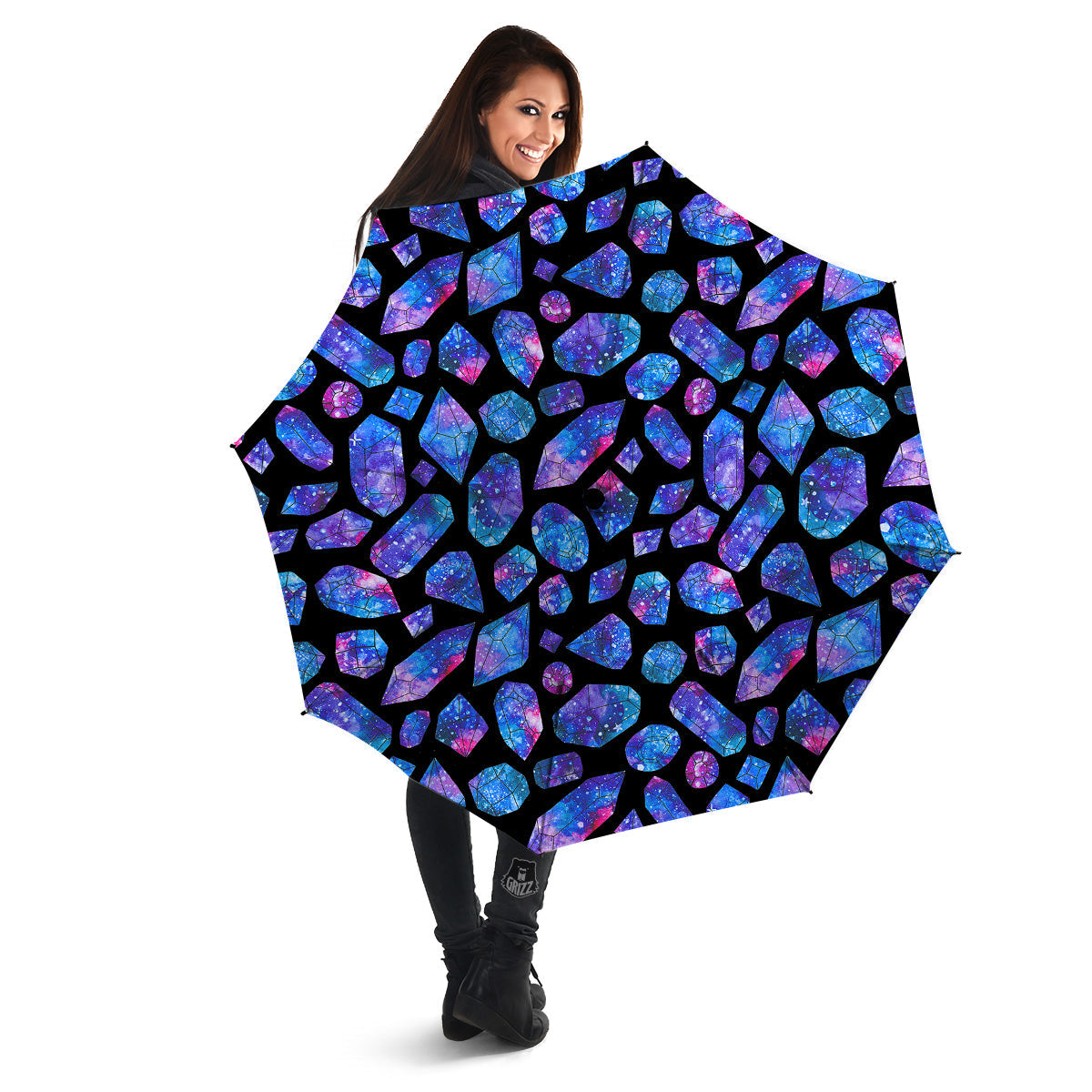Cosmic Galaxy Space Blue Crystal Print Umbrella-grizzshop