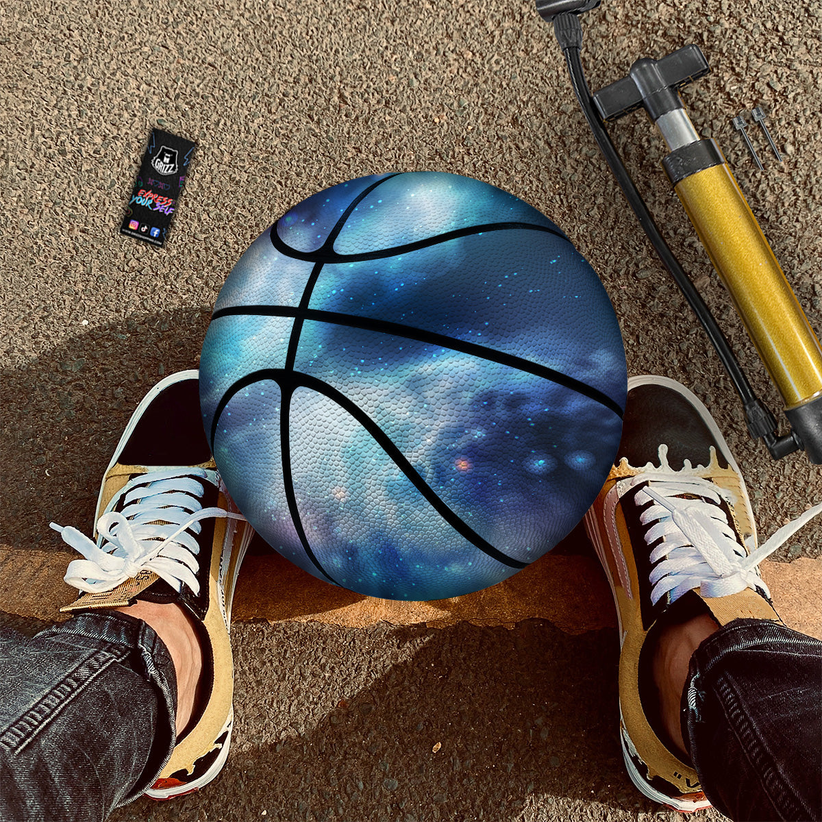 Cosmic Galaxy Space Blue Purple Print Basketball