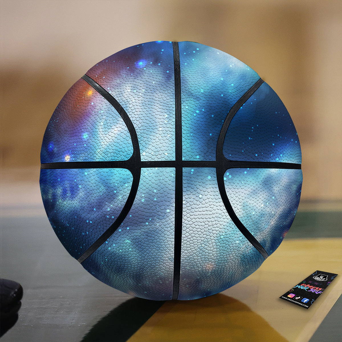 Cosmic Galaxy Space Blue Purple Print Basketball