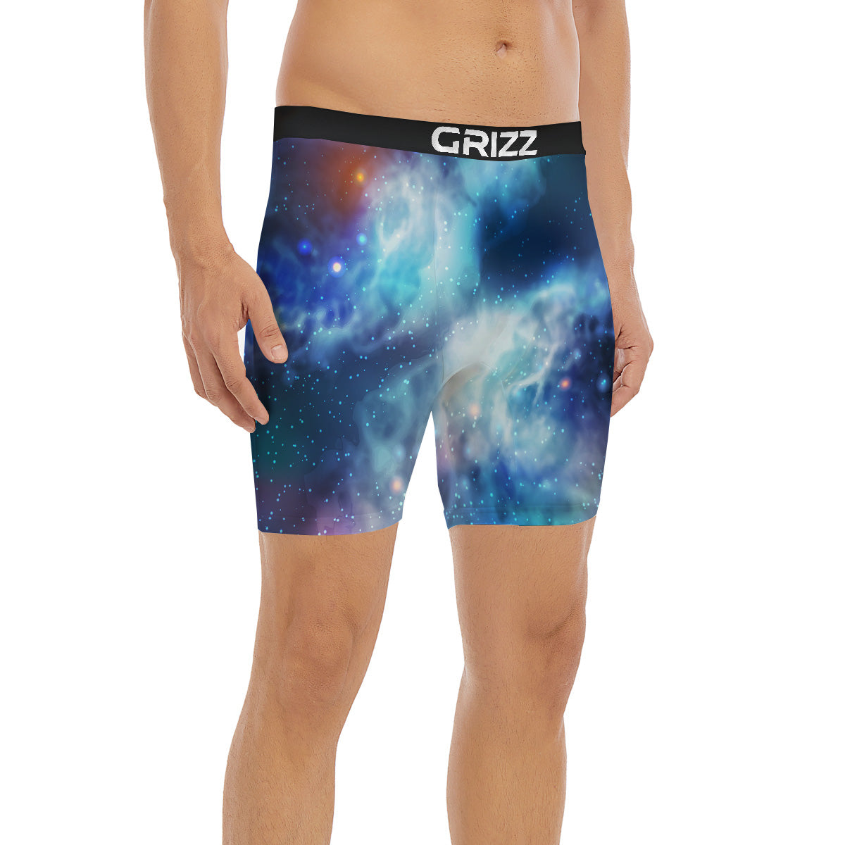 Cosmic Galaxy Space Blue Purple Print Boxer Briefs-grizzshop