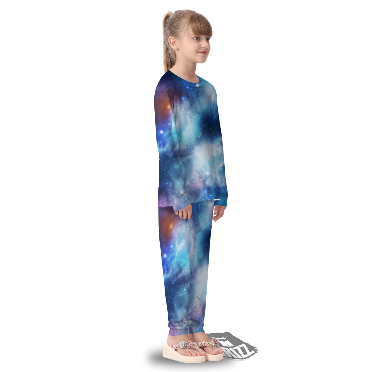 Cosmic Galaxy Space Blue Purple Print Kid's Pajamas-grizzshop