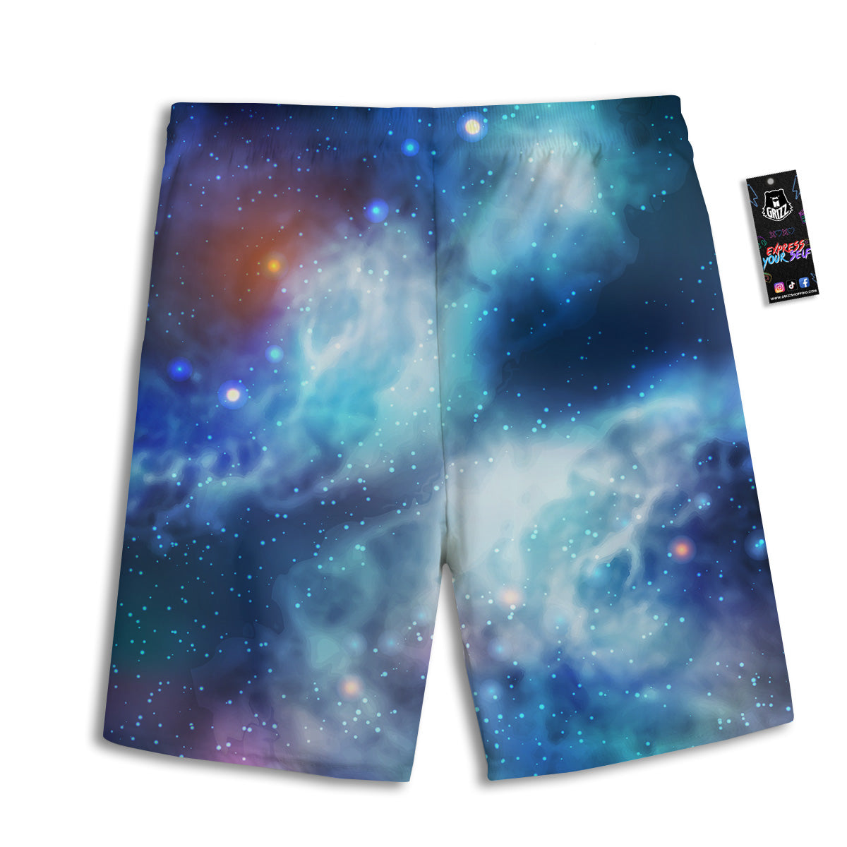 Cosmic Galaxy Space Blue Purple Print Men's Athletic Shorts