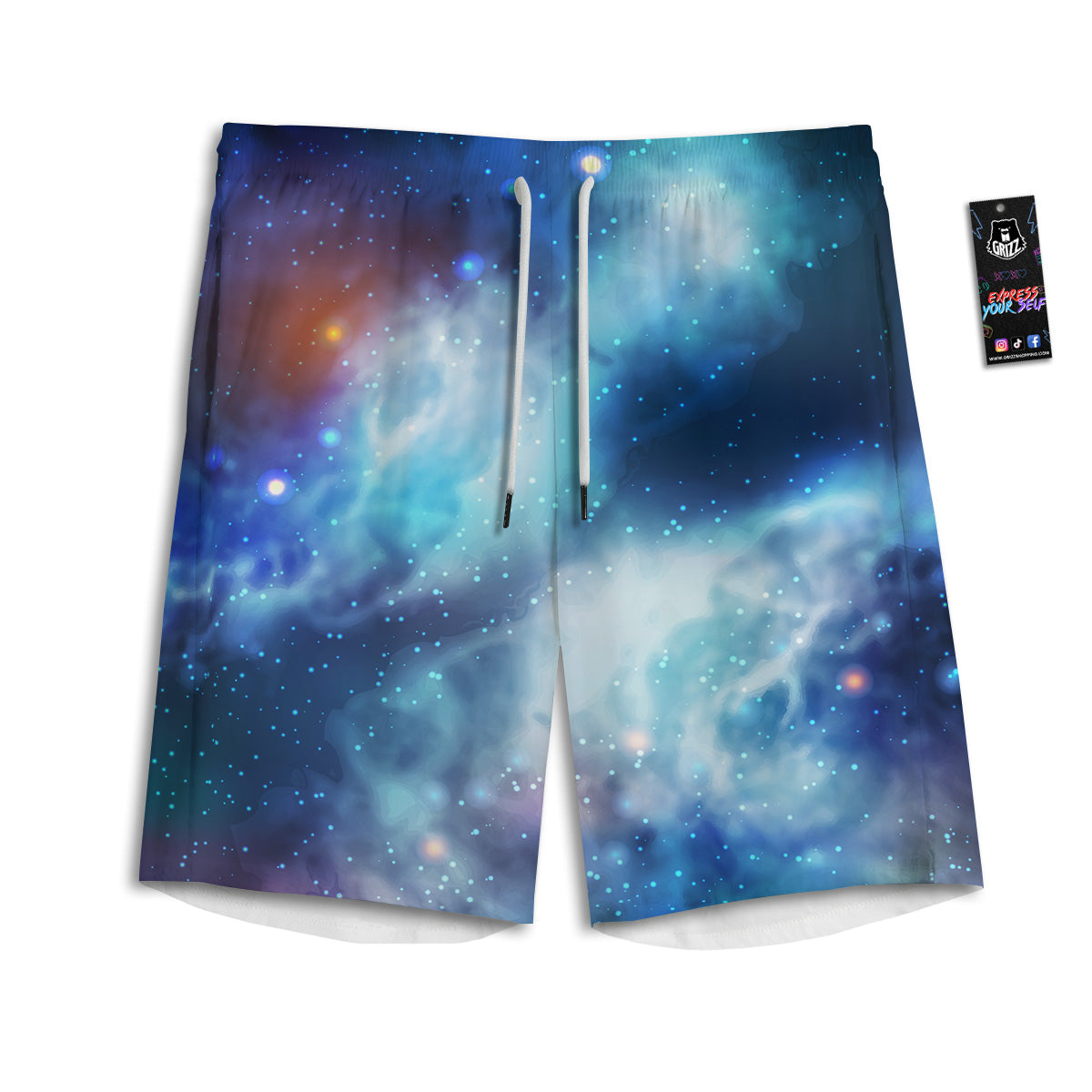 Cosmic Galaxy Space Blue Purple Print Men's Athletic Shorts