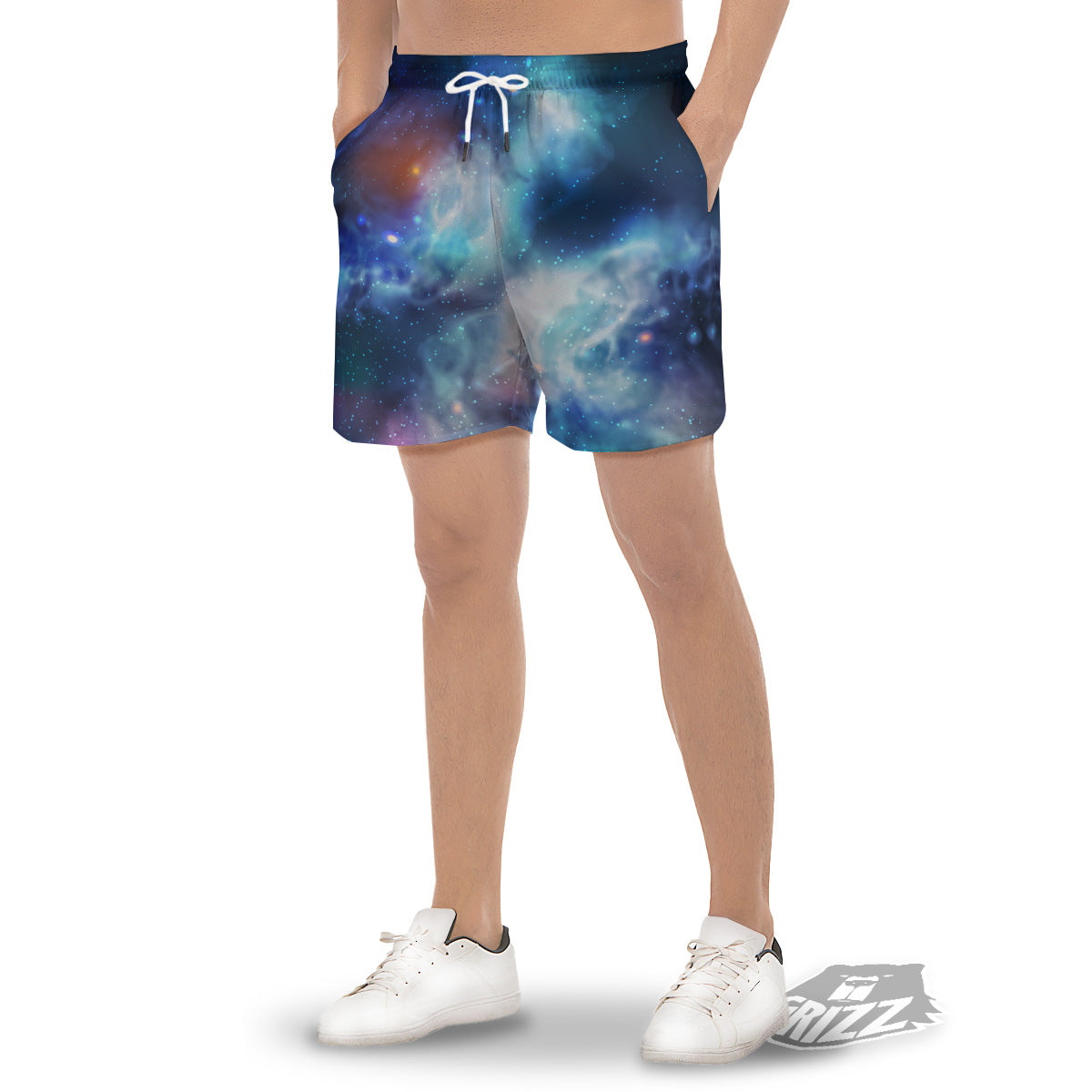 Cosmic Galaxy Space Blue Purple Print Men's Gym Shorts-grizzshop