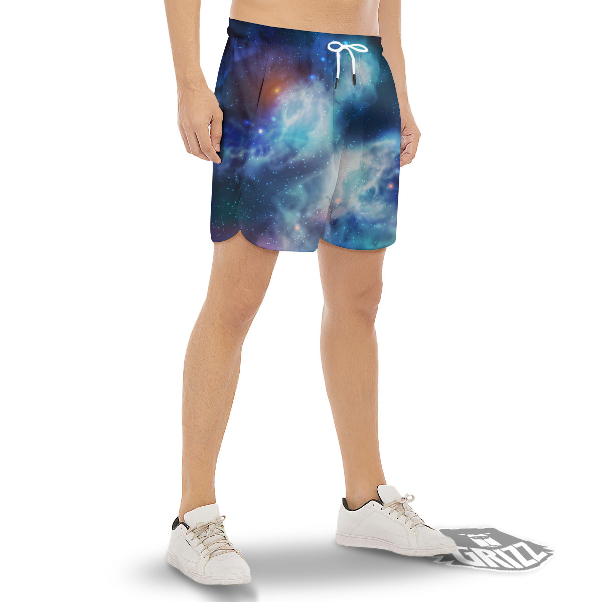 Cosmic Galaxy Space Blue Purple Print Men's Gym Shorts-grizzshop