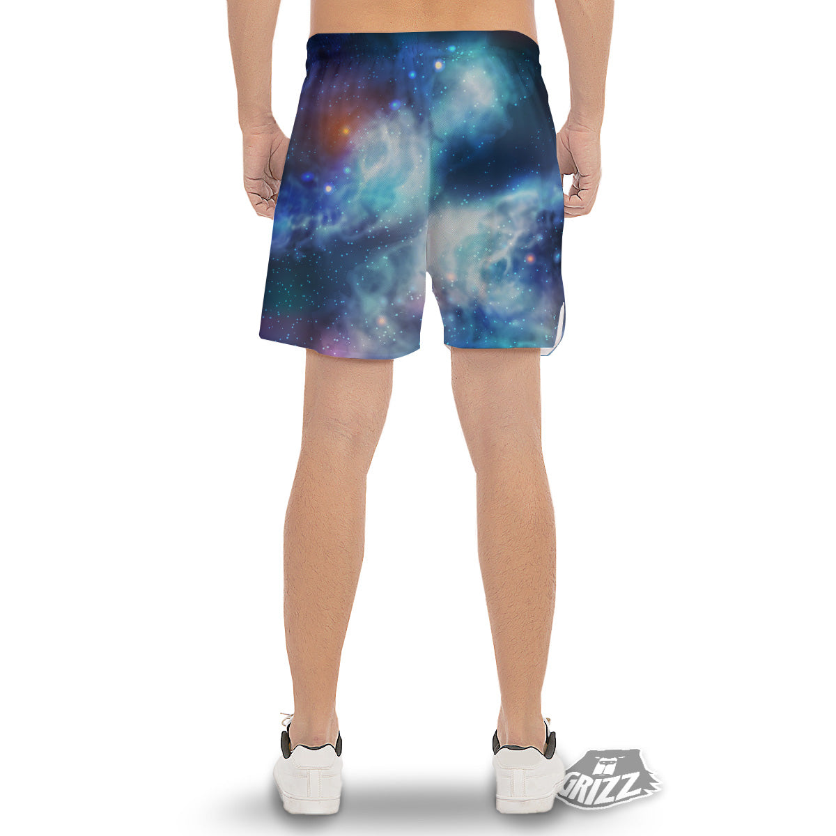 Cosmic Galaxy Space Blue Purple Print Men's Gym Shorts-grizzshop