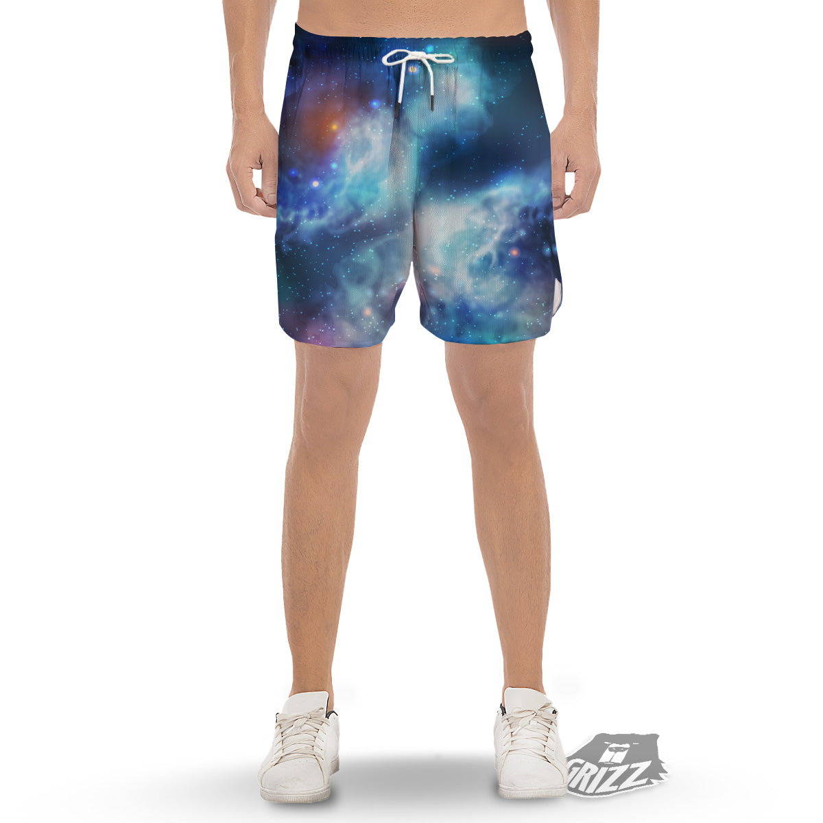 Cosmic Galaxy Space Blue Purple Print Men's Gym Shorts-grizzshop