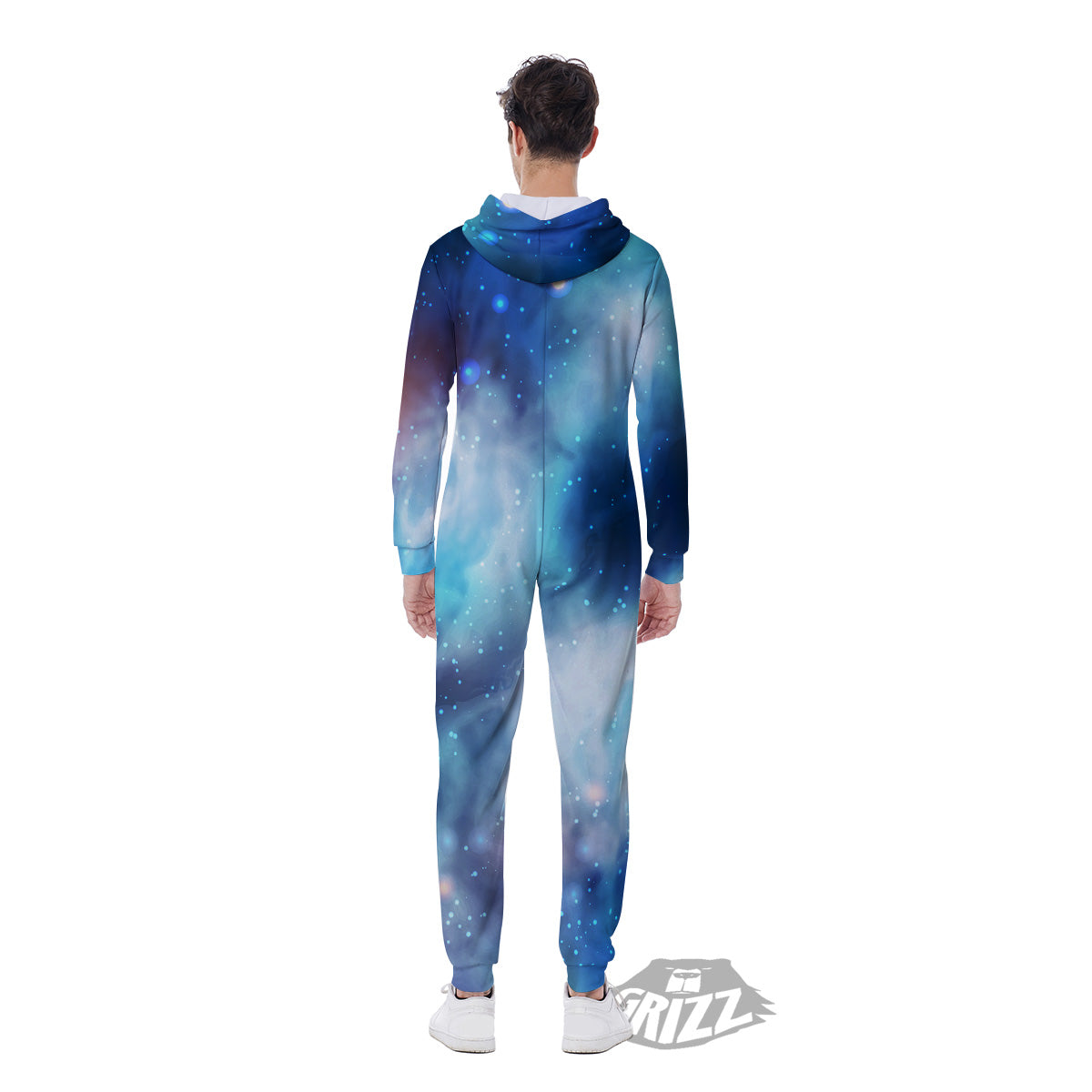 Cosmic Galaxy Space Blue Purple Print Men's Jumpsuit-grizzshop